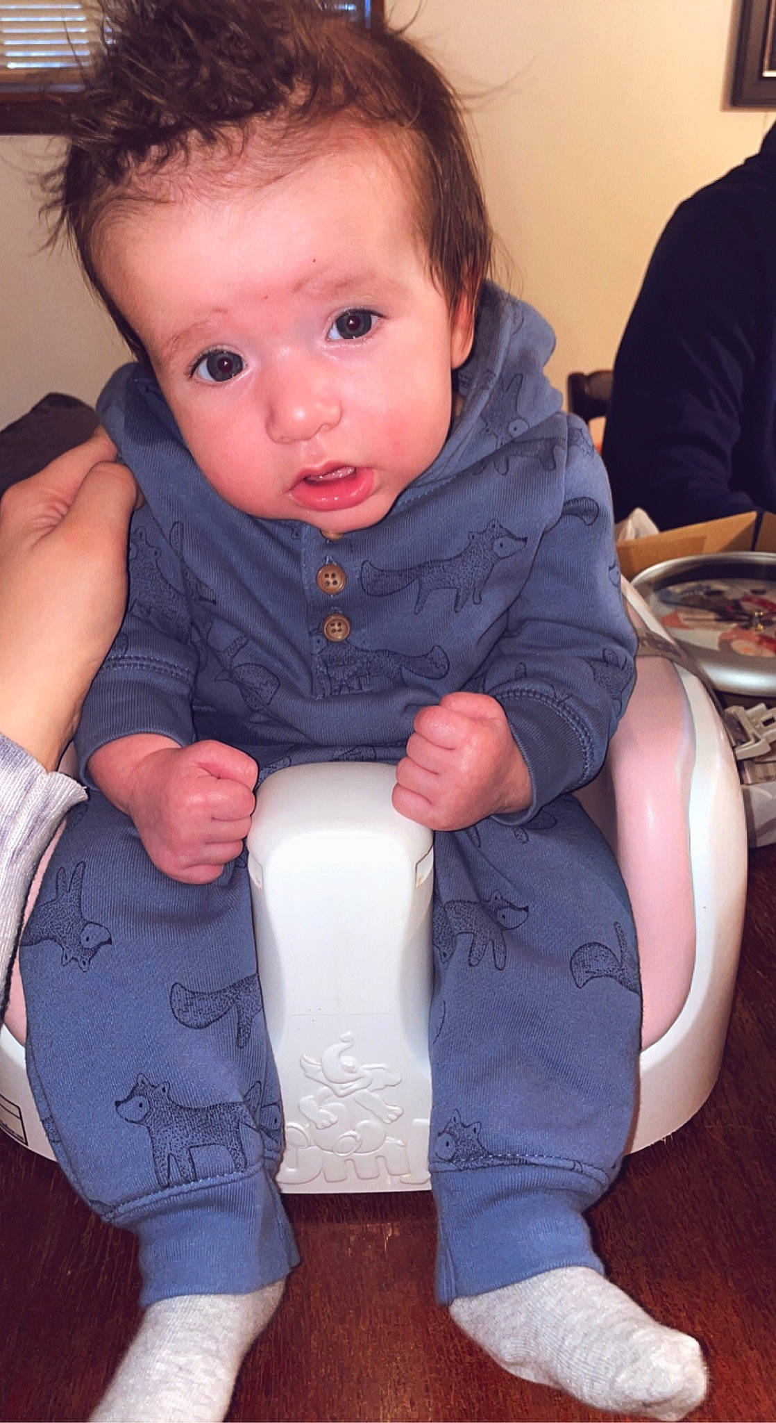 Luca joined the competition — help win amazing prizes! baby, baby_toddler_clothing, cheek, chest, comfort, eye, finger, gesture, iris, joint, lip, nail, neck, nose, outerwear, person, skin, sleeve, thumb, toddler