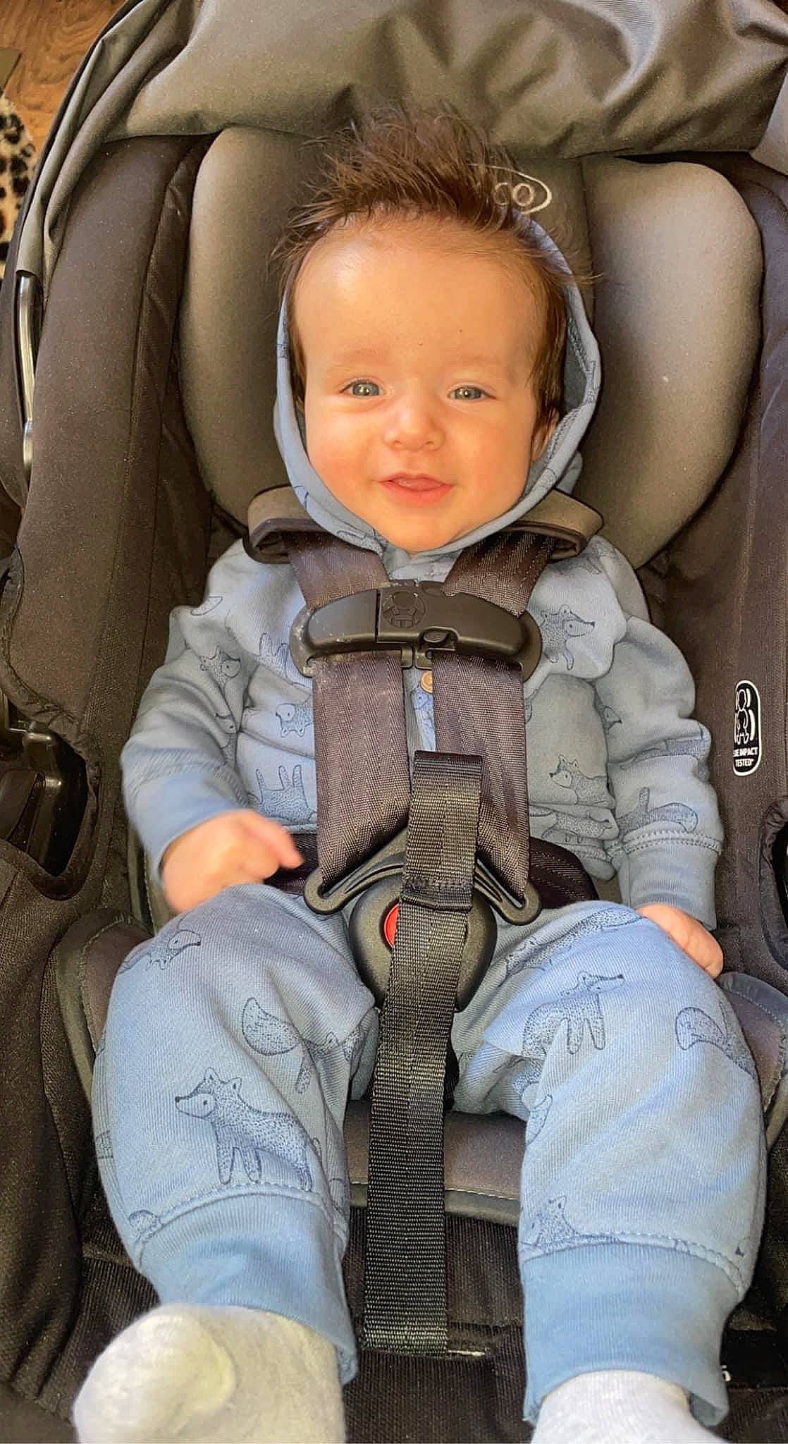 Luca joined the competition — help win amazing prizes! auto_part, baby, baby_carriage, baby_in_car_seat, baby_products, baby_toddler_clothing, car_seat, car_seat_cover, cheek, child, comfort, face, happy, head, head_restraint, person, seat_belt, sitting, smile, toddler