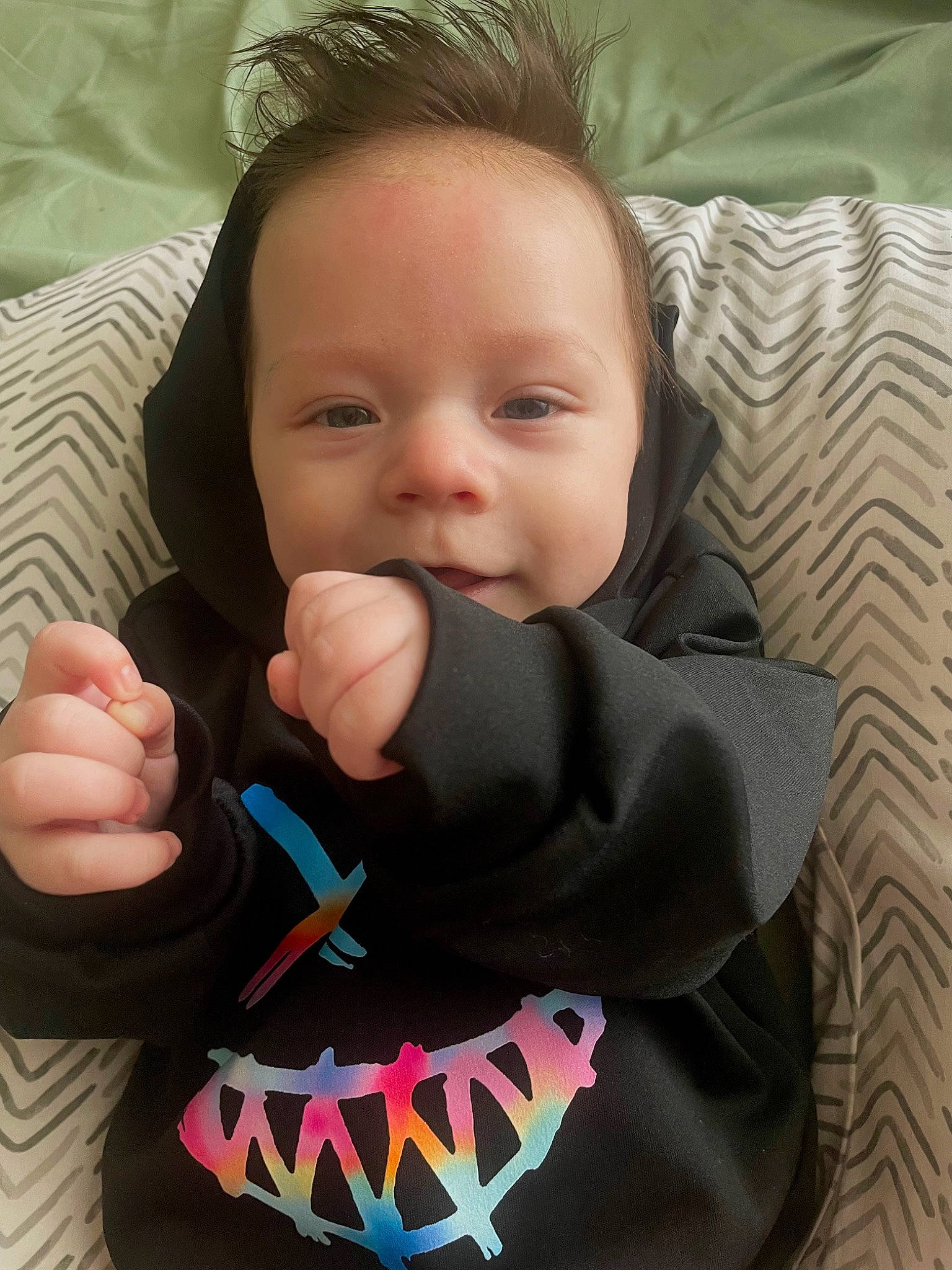 Emmett joined the competition — help win amazing prizes! baby_toddler_clothing, cheek, chin, comfort, ear, eye, eyebrow, eyelash, face, hair, head, iris, lip, mouth, neck, nose, person, skin, sleeve, smile