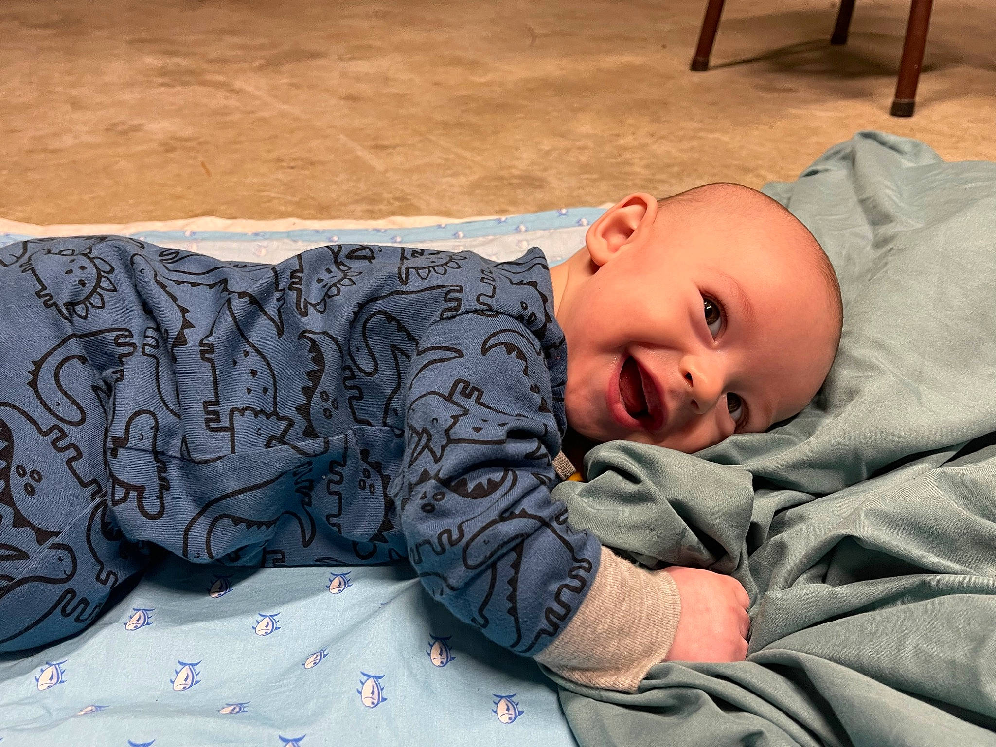 Brantley joined the competition — help win amazing prizes! bedding, child, comfort, fun, fur, grass, happy, head, leisure, linens, pattern, person, portrait_photography, sitting, sleep, sleeve, smile, t_shirt, toddler, tree