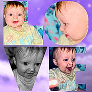 Angel joined the competition — help win amazing prizes! baby, black_and_white, blue_eyes, child, close_up, clothing, collage, colorful, cute, expression, face, happy, head, infant, love, patterned_background, portrait, smiling, sweater, text_overlay