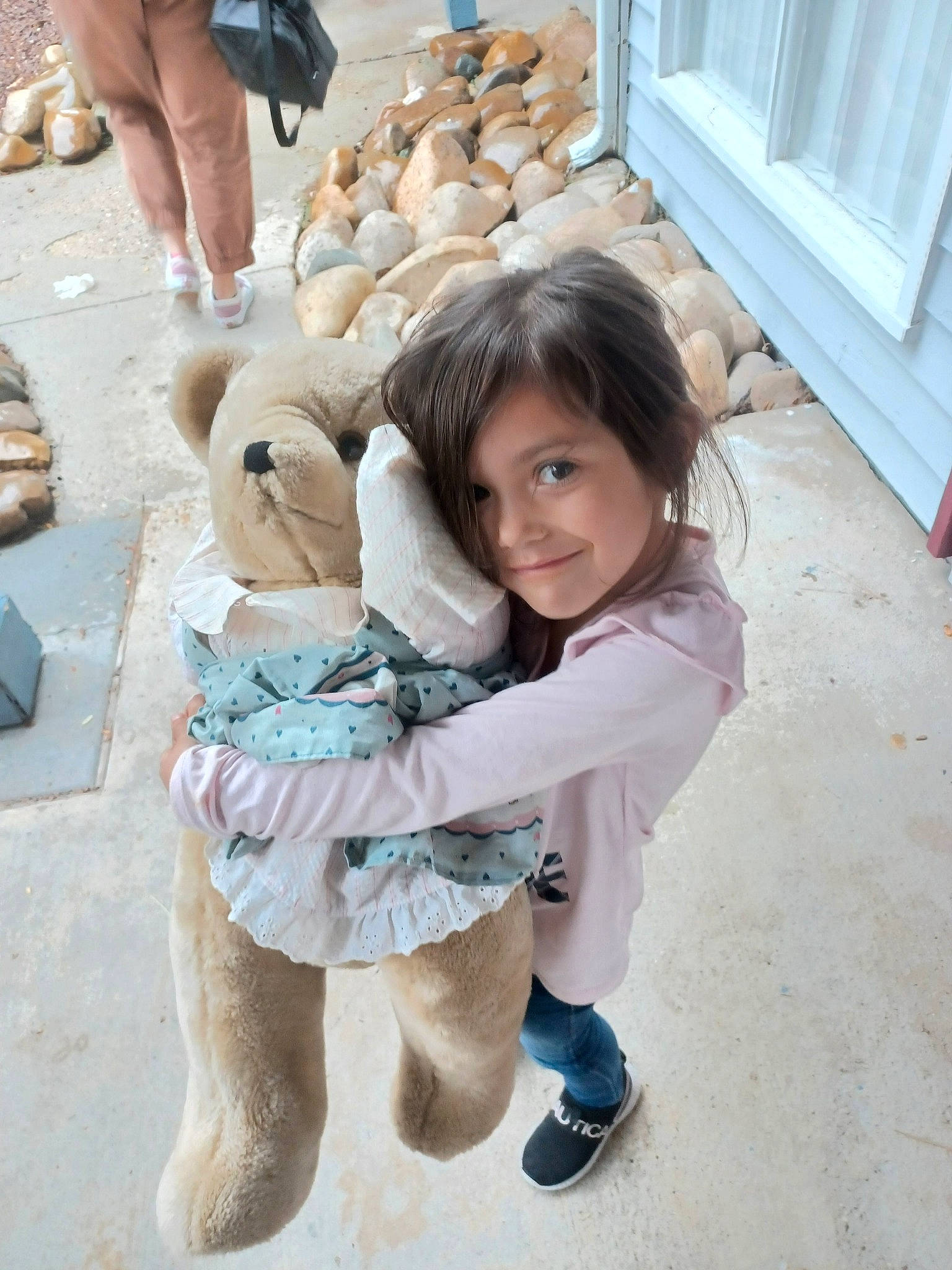 Kaylee joined the competition — help win amazing prizes! brown_hair, child, companion_dog, dog_breed, fawn, flooring, foot, grass, hand, happy, human_leg, joy, leg, leisure, person, sandal, shoe, sitting, sneakers, thigh