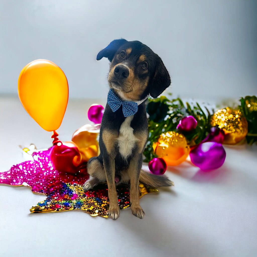 Rue joined the competition — help win amazing prizes! canidae, carnivore, collar, companion_dog, dog, dog_breed, dog_collar, dog_supply, fashion_accessory, fawn, magenta, pet_supply, plant, purple, snout, sporting_group, stuffed_toy, tail, toy, working_animal