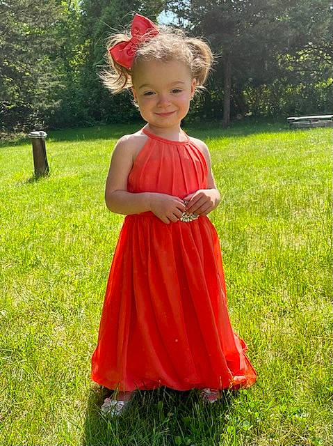 Delilah joined the competition — help win amazing prizes! baby_toddler_clothing, blond, child, day_dress, dress, fun, grass, grassland, happy, joy, magenta, meadow, one_piece_garment, pattern, people_in_nature, person, pink, plant, recreation, smile