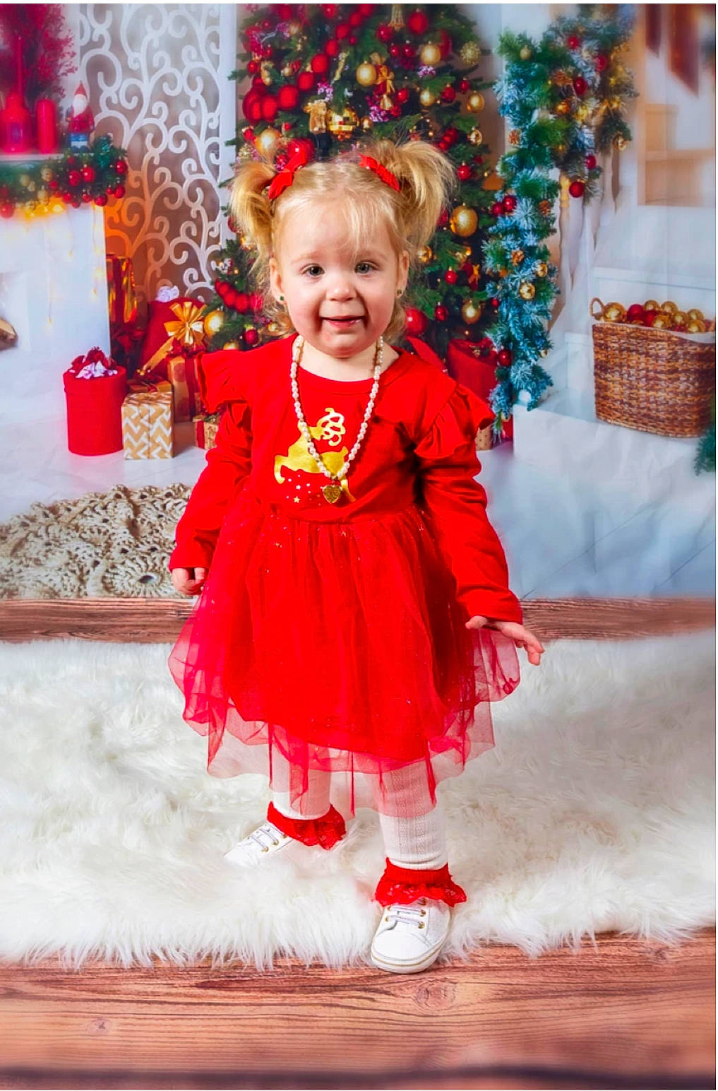 Primrose joined the competition — help win amazing prizes! baby_toddler_clothing, christmas, christmas_decoration, costume_hat, dress, event, fashion_design, fun, happy, hat, head, headgear, holiday, magenta, person, plant, smile, snapshot, toddler, tree
