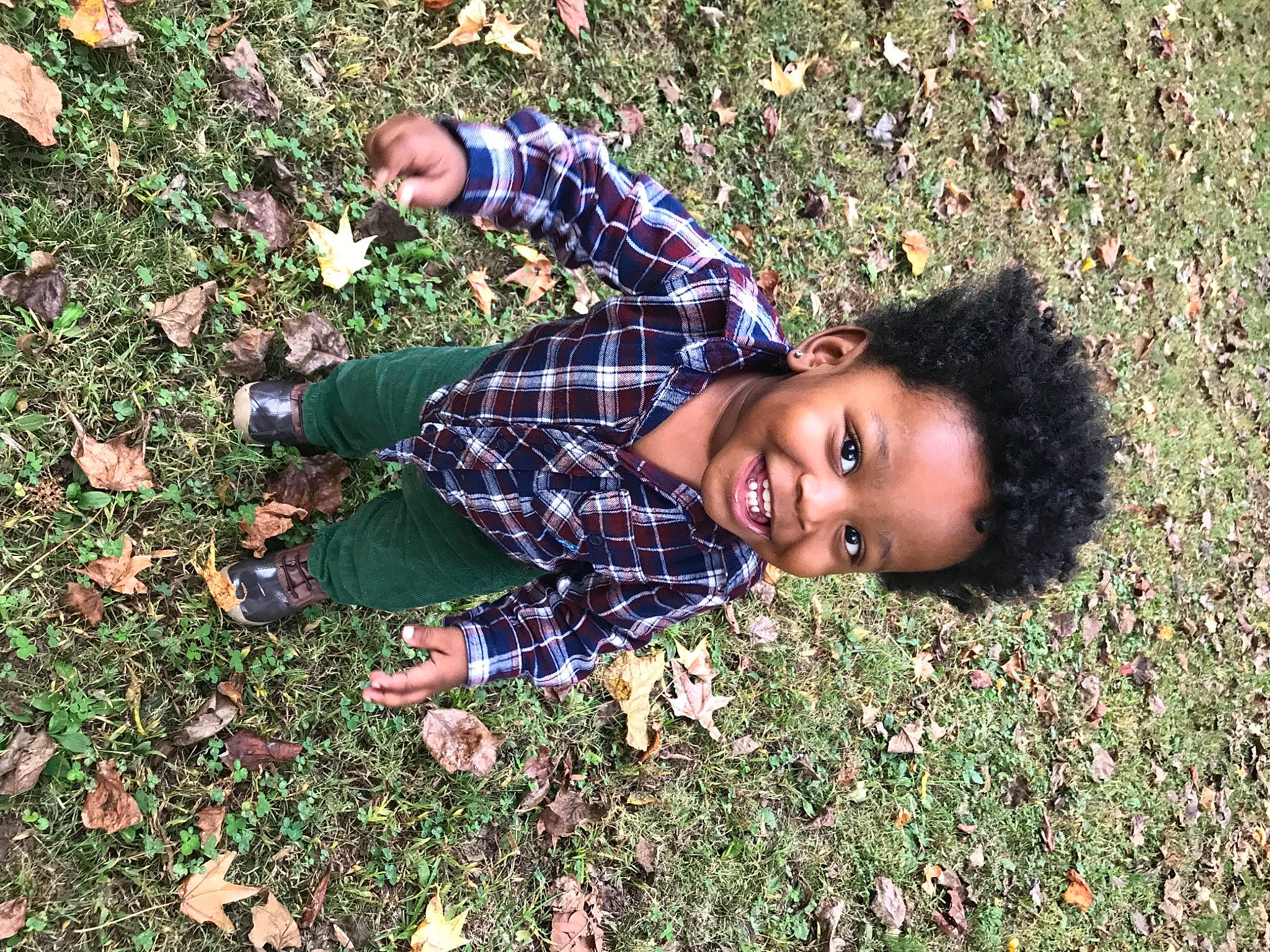 Kartier is registered to the contest to win money with this photo: child, face, fun, grass, grass_family, grassland, groundcover, happy, joy, lawn, leaf, leisure, pattern, people_in_nature, person, plaid, plant, shadow, sitting, smile