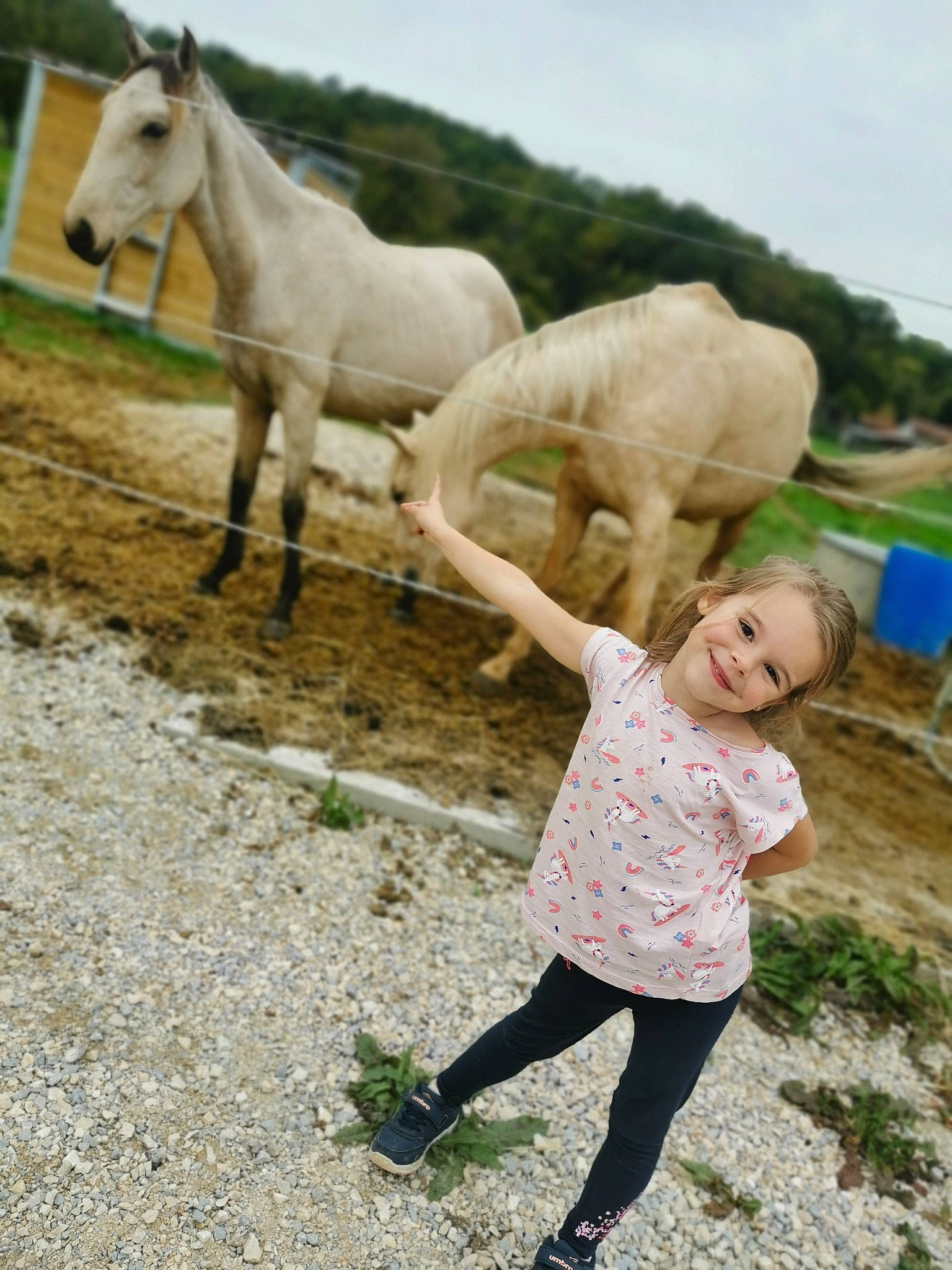Noëlya a rejoint le concours — aidez-le/la à gagner de superbes lots ! fawn, fun, grass, grassland, happy, horse, joy, landscape, livestock, pack_animal, pasture, people_in_nature, person, ranch, recreation, sky, soil, steppe, terrestrial_animal, toddler