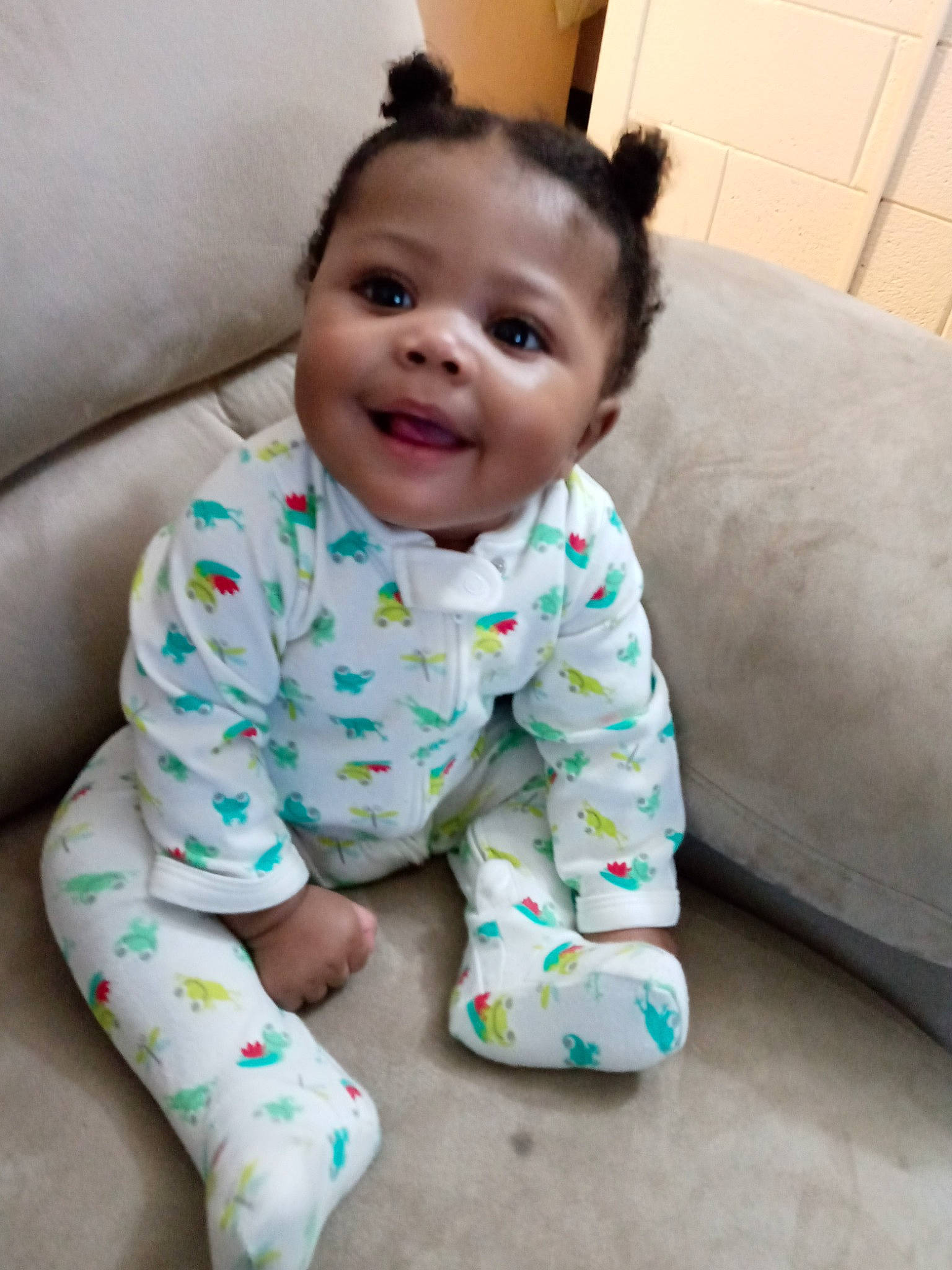 Jayden joined the competition — help win amazing prizes! baby, baby_toddler_clothing, cheek, child, collar, comfort, couch, eye, flooring, foot, happy, head, iris, joy, linens, pattern, person, sitting, skin, sleeve
