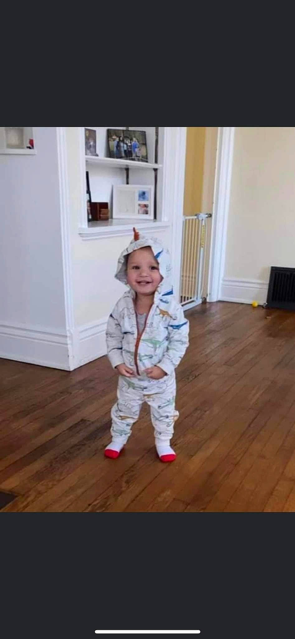Jalen joined the competition — help win amazing prizes! baby_toddler_clothing, child, door, eye, face, floor, flooring, hardwood, headwear, joy, laminate_flooring, pattern, person, plank, room, sleeve, smile, standing, toddler, varnish