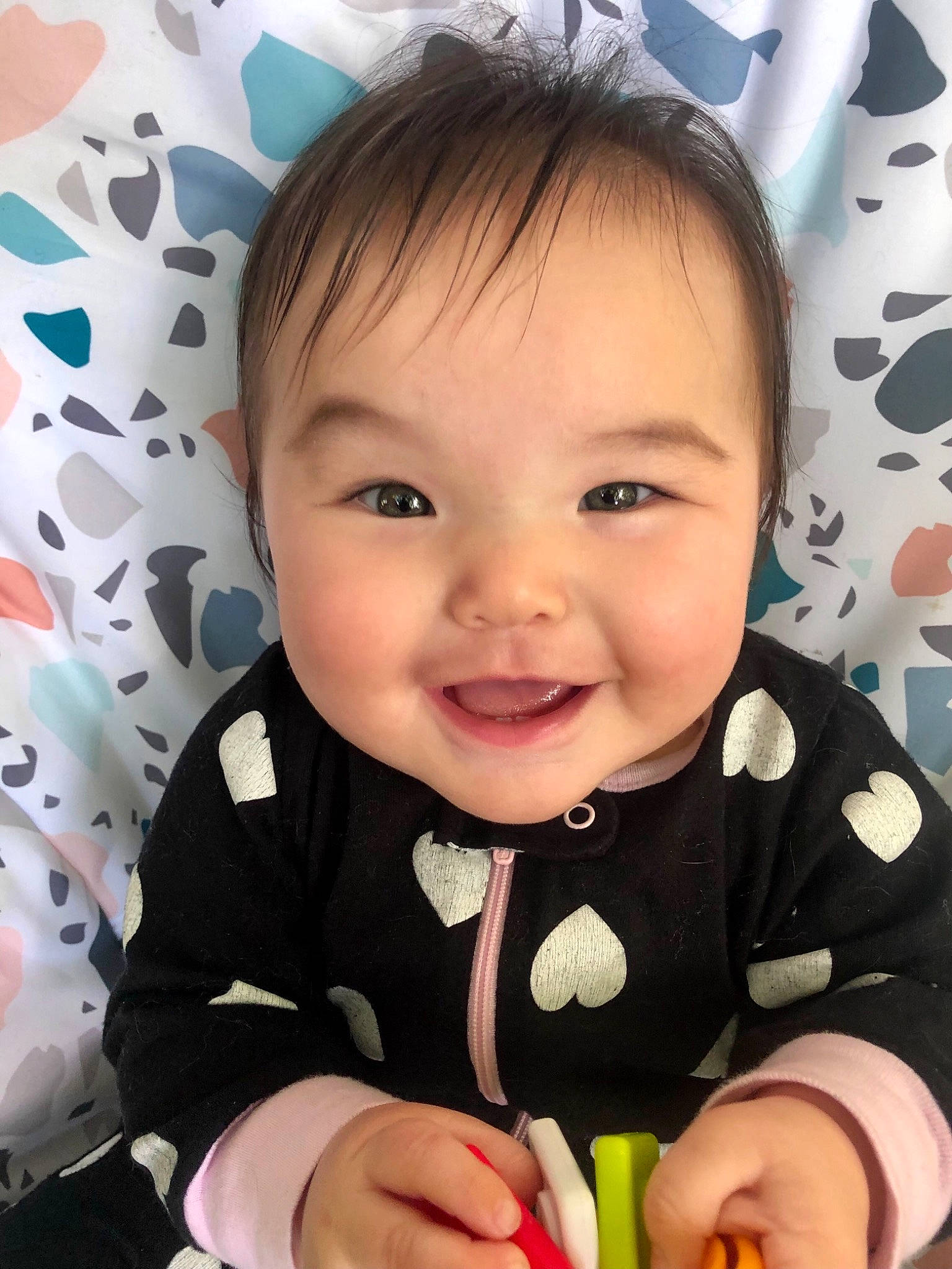 Ryatt joined the competition — help win amazing prizes! baby, baby_toddler_clothing, cheek, child, eye, eyelash, facial_expression, hairstyle, happy, head, iris, joy, person, photograph, pink, product, skin, sleeve, smile, textile