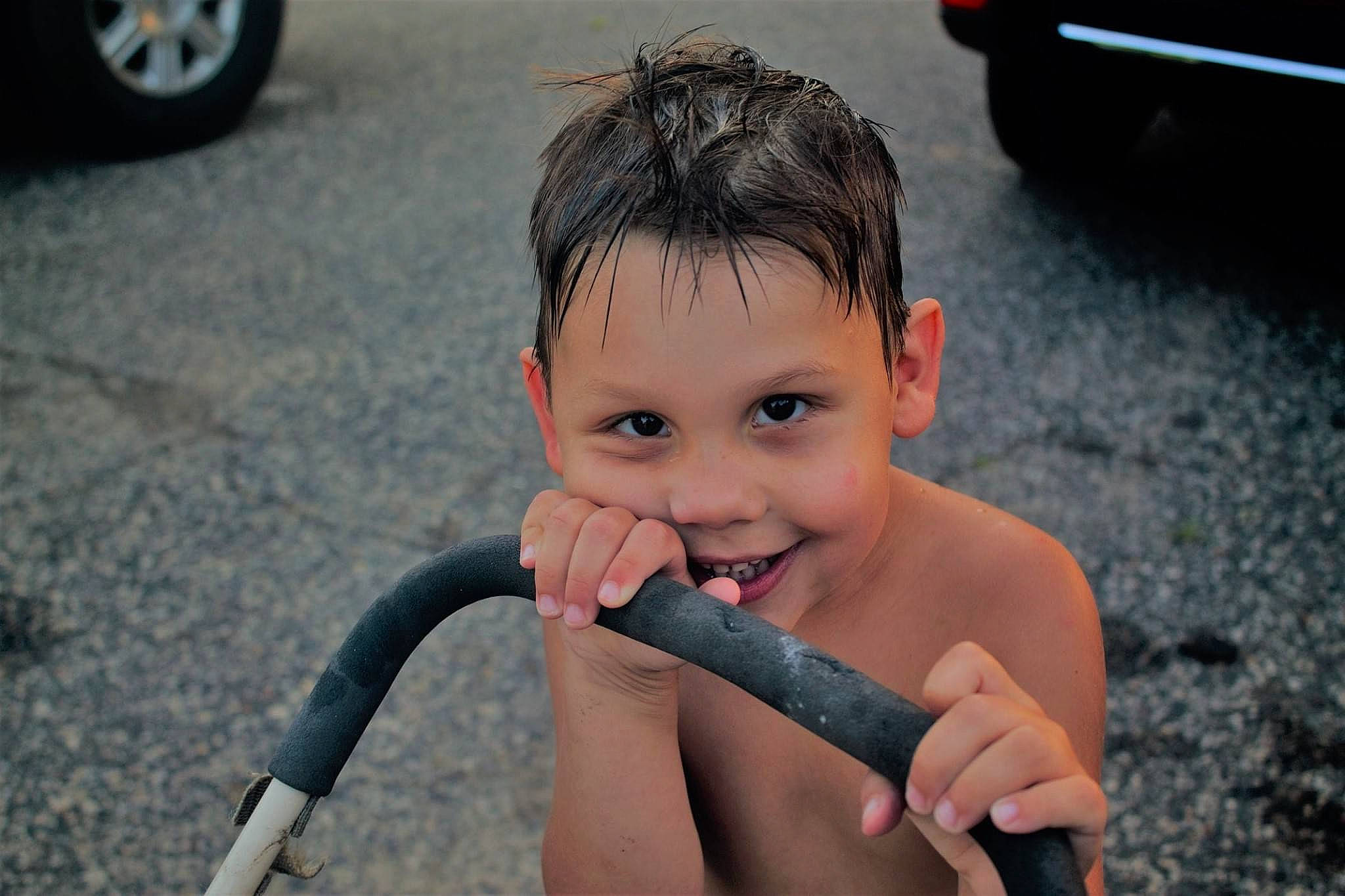 Deakyn joined the competition — help win amazing prizes! barechested, child, finger, hand, joy, neck, person, thumb, toddler