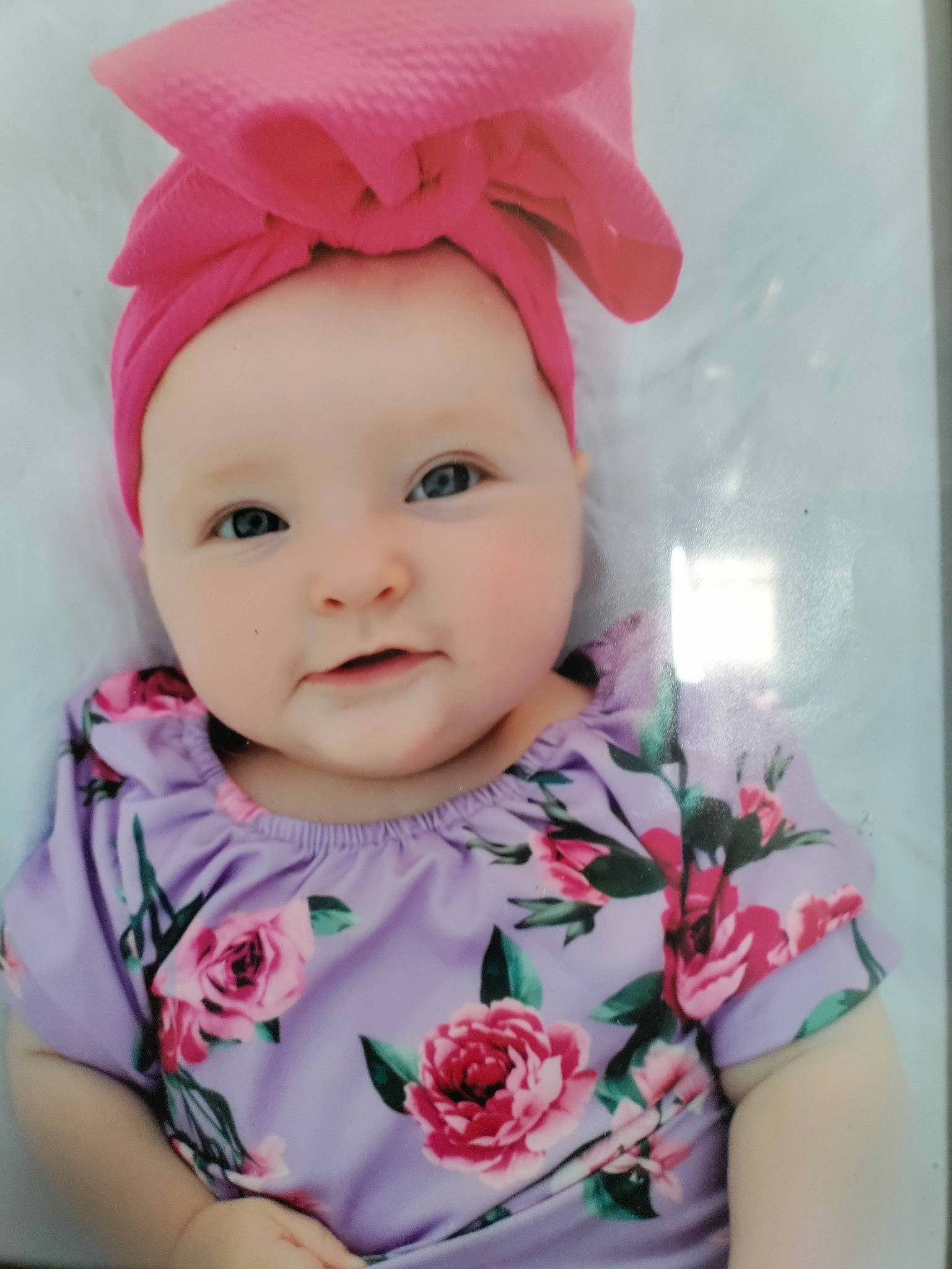 Mckenzie is registered to the contest to win money with this photo: baby, baby_toddler_clothing, cap, cheek, chin, costume_hat, dress, eyebrow, eyelash, face, happy, head, headgear, headwear, lip, outerwear, person, pink, skin, sleeve