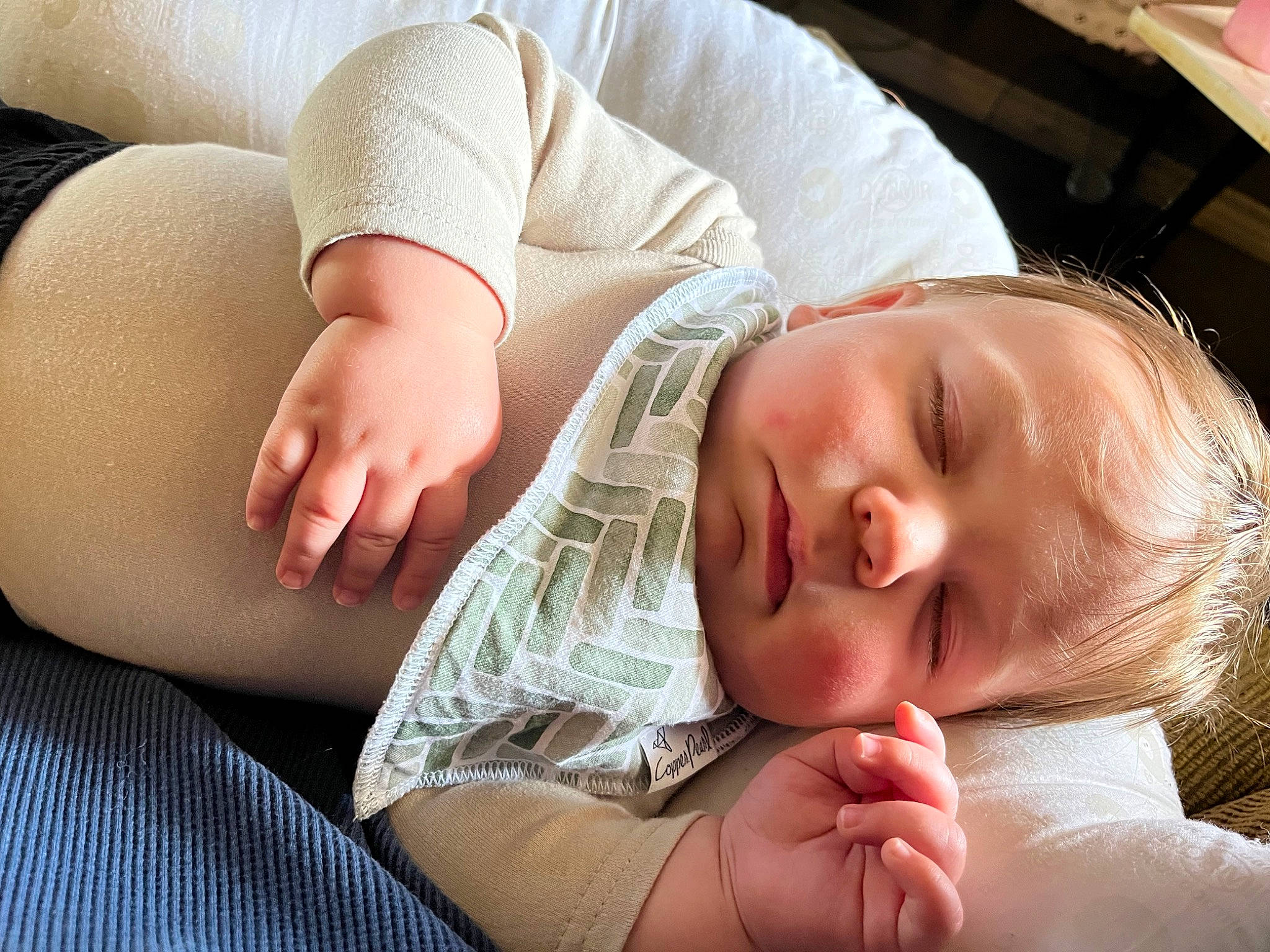 Wyatt joined the competition — help win amazing prizes! abdomen, baby, baby_sleeping, baby_toddler_clothing, cheek, child, comfort, elbow, finger, gesture, hand, human_leg, knee, linens, nap, person, room, skin, thigh, thumb