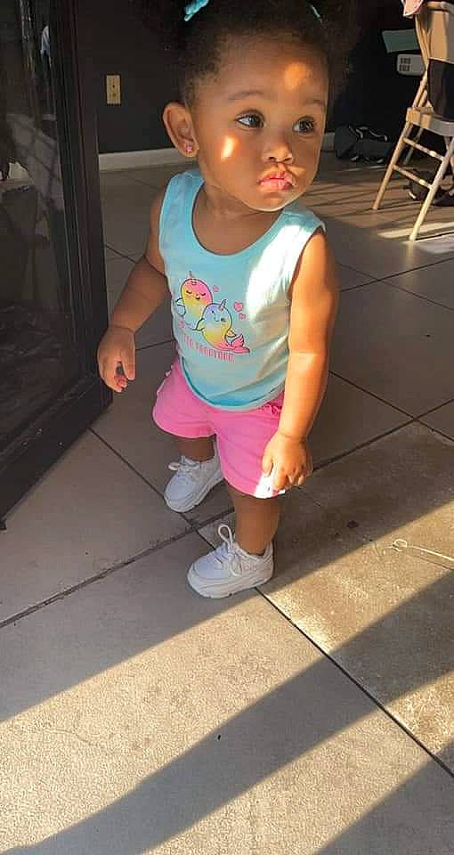 Jaila joined the competition — help win amazing prizes! baby_toddler_clothing, cheek, cool, face, floor, fun, happy, human_body, joint, leg, lip, nose, person, pink, shorts, skin, sleeve, standing, t_shirt, tints_and_shades