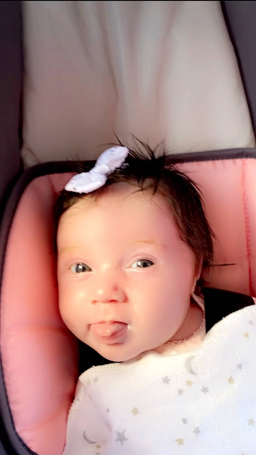 Miah joined the competition — help win amazing prizes! cheek, chin, ear, eye, eyebrow, eyelash, finger, flash_photography, forehead, hair, happy, iris, lip, mouth, neck, nose, person, pink, skin, toddler