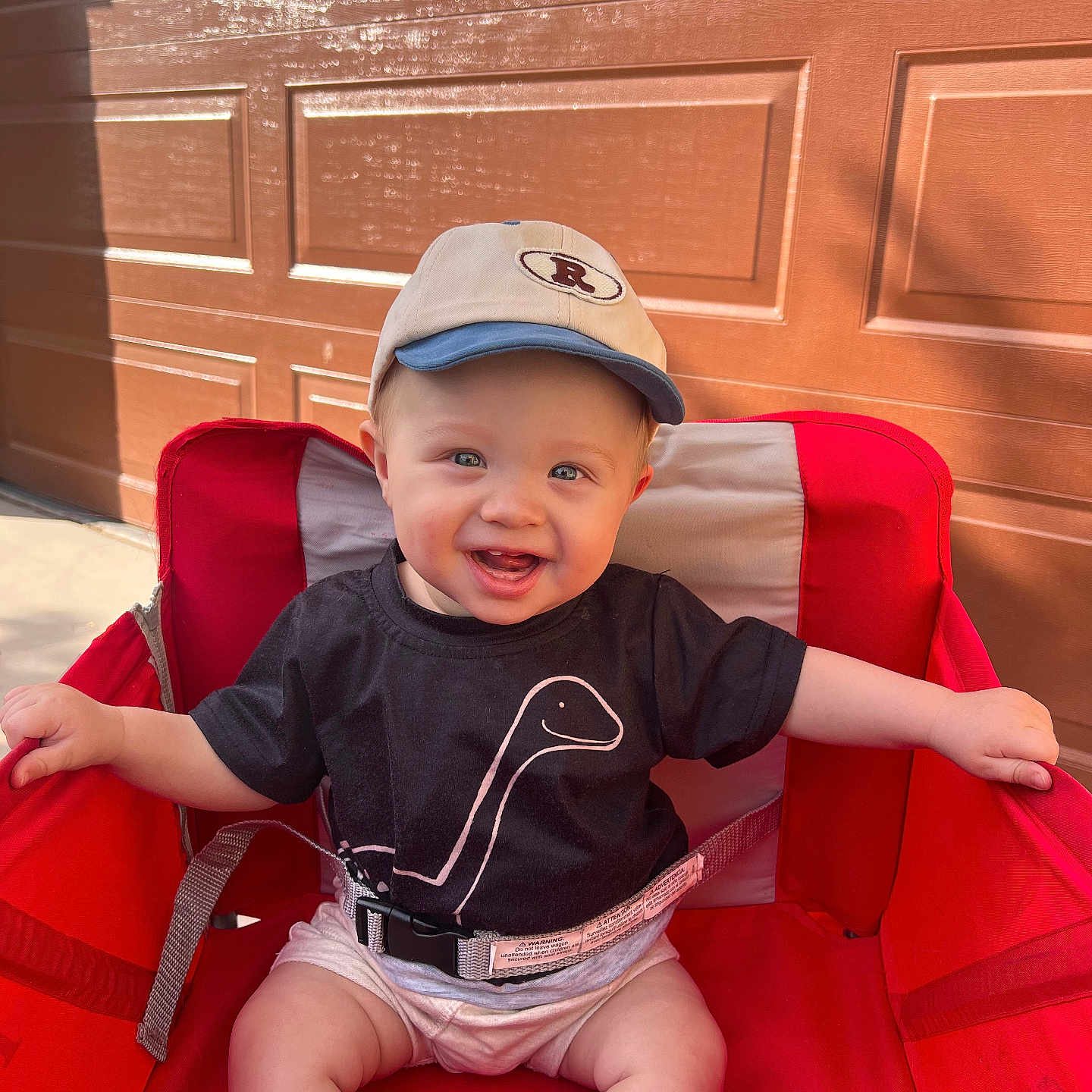 Ronin joined the competition — help win amazing prizes! baby, baseballcap, cap, chair, clothing, face, footwear, furniture, happy, hat, head, outdoors, pants, person, photography, portrait, shoe, shorts, summer, t_shirt
