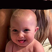 Everley is registered to the contest to win money with this photo: baby, child, woman, person, face, smile, tongue, hair, blonde, skin, arm, holding, indoor, portrait, closeup, happy, censor_bar, expression, infant, parent