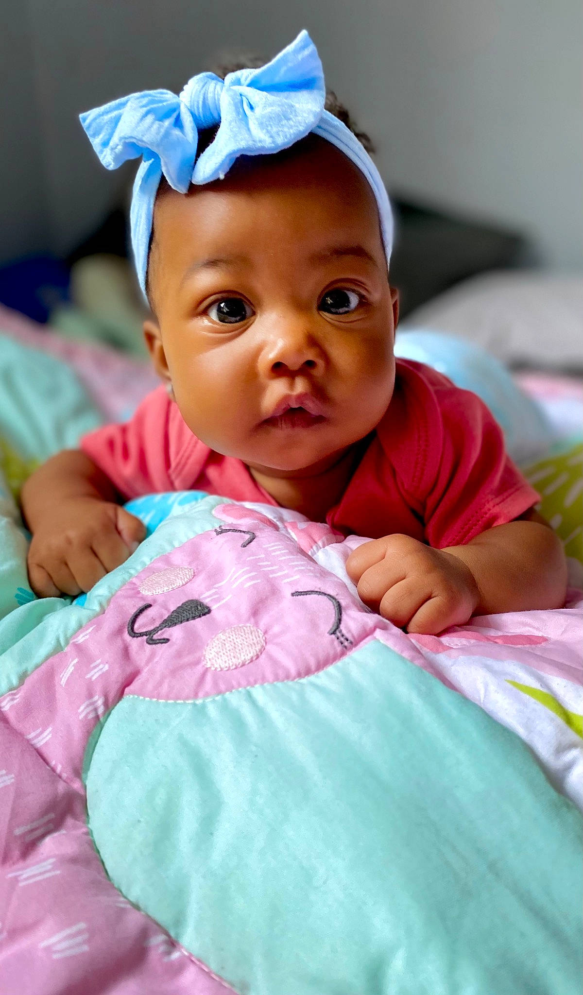 Eri is registered to the contest to win money with this photo: baby, baby_toddler_clothing, blue, cheek, child, comfort, eye, eyebrow, eyelash, happy, headpiece, iris, leisure, magenta, person, pink, sitting, skin, sleeve, textile