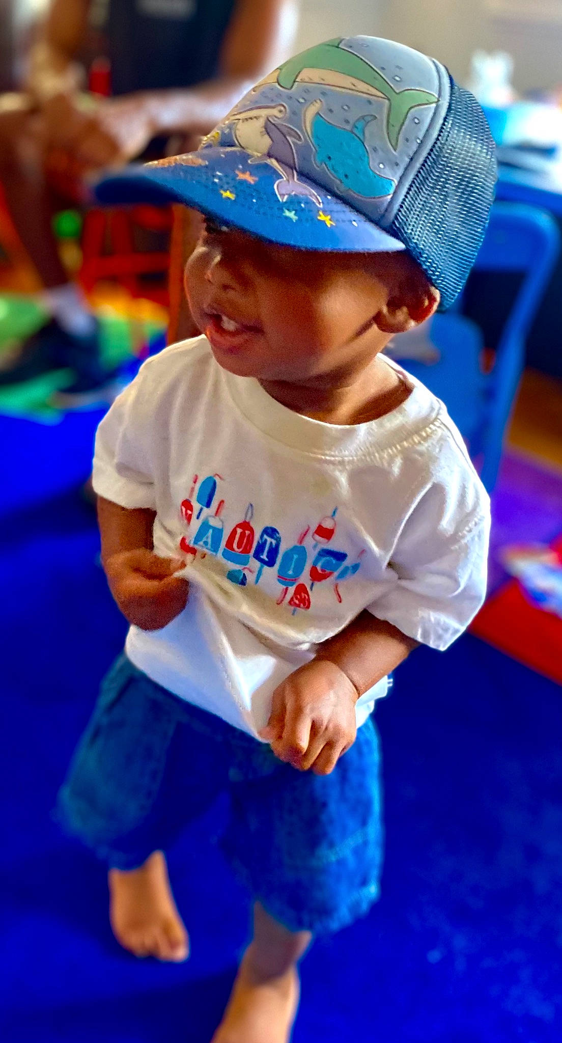 Mason is registered to the contest to win money with this photo: azure, baby_toddler_clothing, baseball_cap, blue, cap, child, electric_blue, fashion_accessory, fun, happy, hat, headgear, headwear, leisure, person, play, recreation, sleeve, snapshot, sun_hat