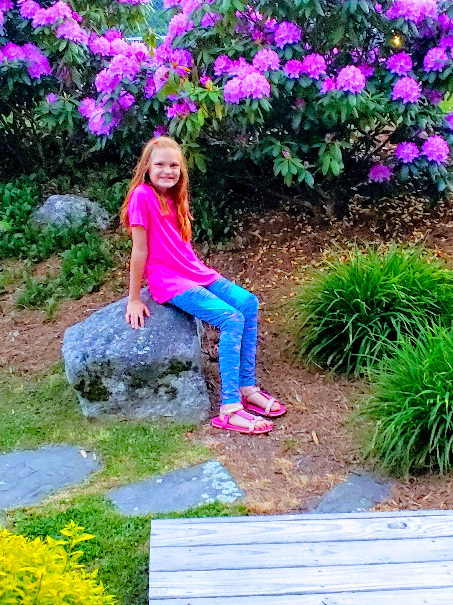 Emme joined the competition — help win amazing prizes! botany, electric_blue, flower, grass, green, groundcover, happy, joy, landscape, leaf, leisure, magenta, nature, people_in_nature, person, pink, plant, purple, shrub, smile