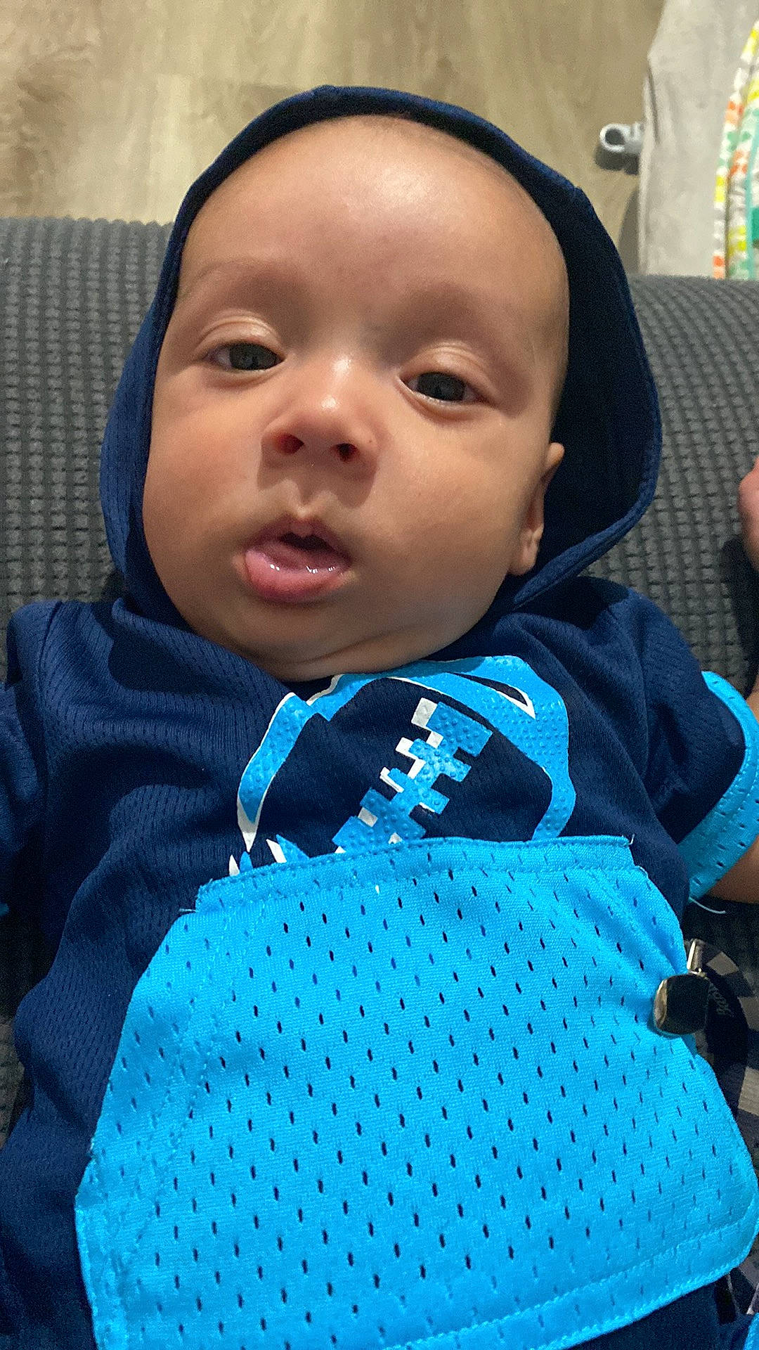 Jeremias joined the competition — help win amazing prizes! azure, baby, baby_products, baby_toddler_clothing, cheek, child, comfort, electric_blue, eyelash, fun, happy, iris, mouth, nose, pattern, person, skin, smile, toddler