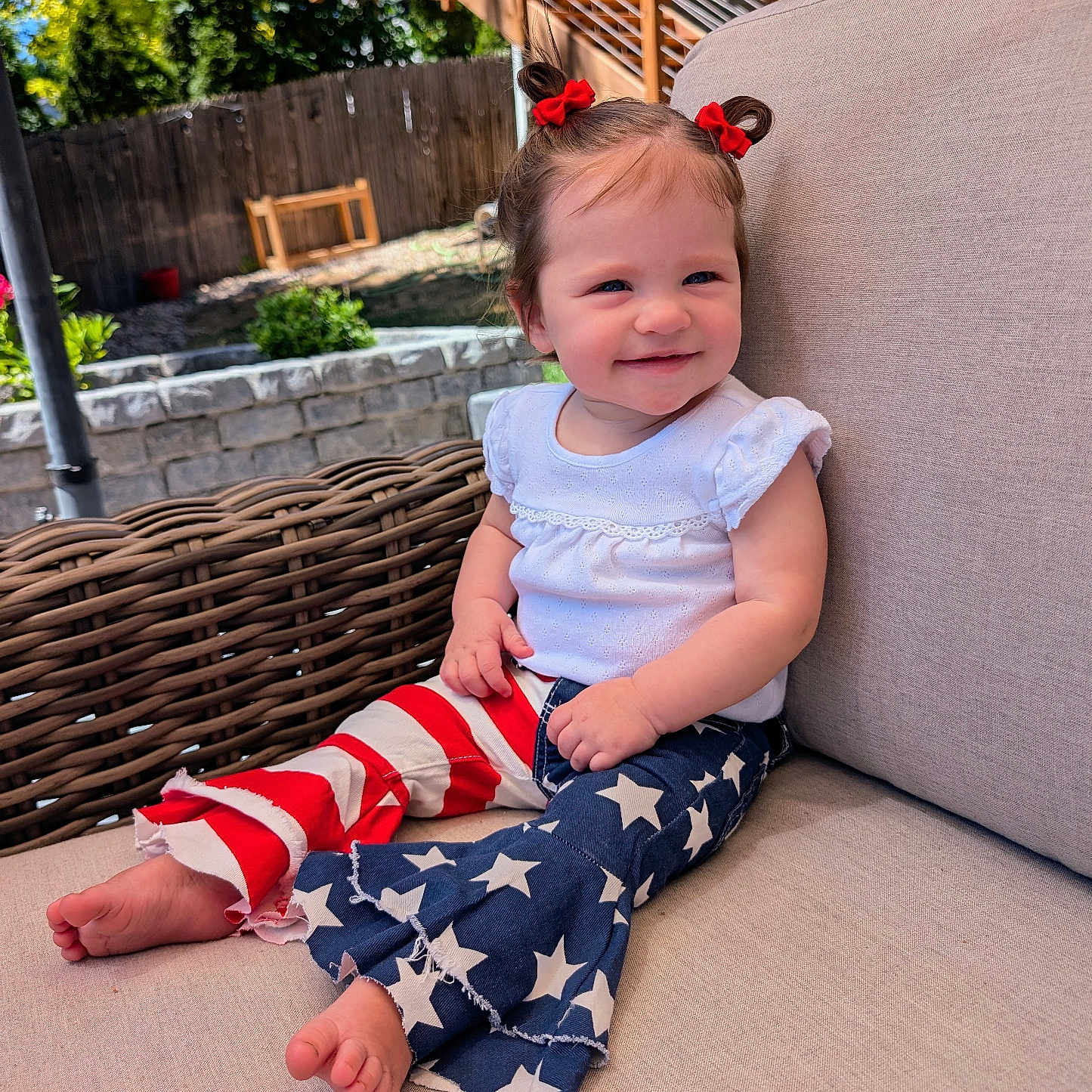 Lainey is registered to the contest to win money with this photo: architecture, baby, bodypart, building, clothing, couch, cushion, face, finger, furniture, hand, head, homedecor, pants, person, photography, portrait, shorts, sitting, wood