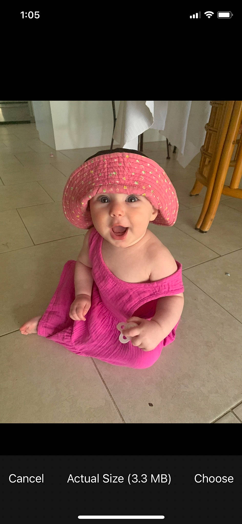 Madison joined the competition — help win amazing prizes! baby, baby_toddler_clothing, chair, cheek, child, eye, fashion_accessory, floor, flooring, fun, happy, headgear, headwear, lip, magenta, person, pink, sitting, sleeve, smile