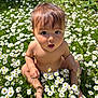 Isabella joined the competition — help win amazing prizes! baby, child, flower, daisy, grass, nature, outdoor, greenery, cute, sitting, sunlight, summer, innocent, barefoot, skin, head, eyes, expression, plant, garden