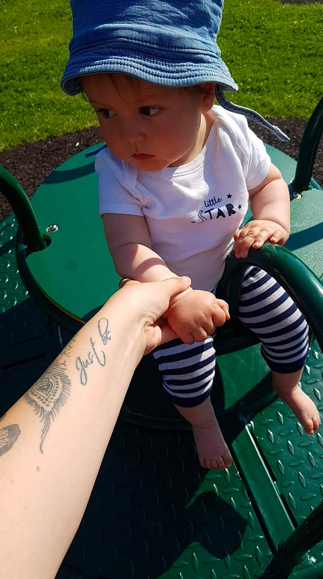 Oliver-james joined the competition — help win amazing prizes! baby_toddler_clothing, blue, cap, cool, elbow, finger, grass, green, hand, hat, headwear, knee, leisure, person, photograph, recreation, skin, sleeve, thigh, toddler