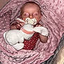 Miläya a rejoint le concours — aidez-le/la à gagner de superbes lots ! baby, sleeping, pacifier, blanket, plush_toy, bunny, soft_texture, pink, red_clothing, polka_dots, infant, cute, peaceful, child, wrapped, cozy, resting, indoor, close_up, adorable