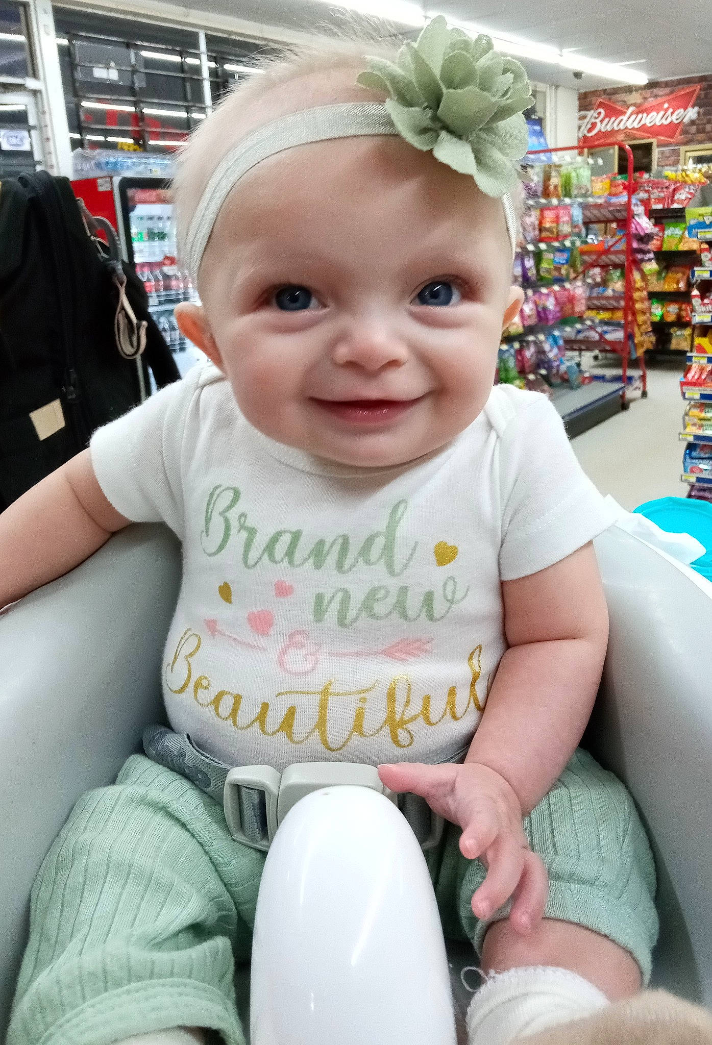 Mckinleigh joined the competition — help win amazing prizes! baby, baby_toddler_clothing, beauty, cheek, child, comfort, facial_expression, fun, happy, joy, people, person, product, room, service, shelf, sitting, skin, smile, t_shirt