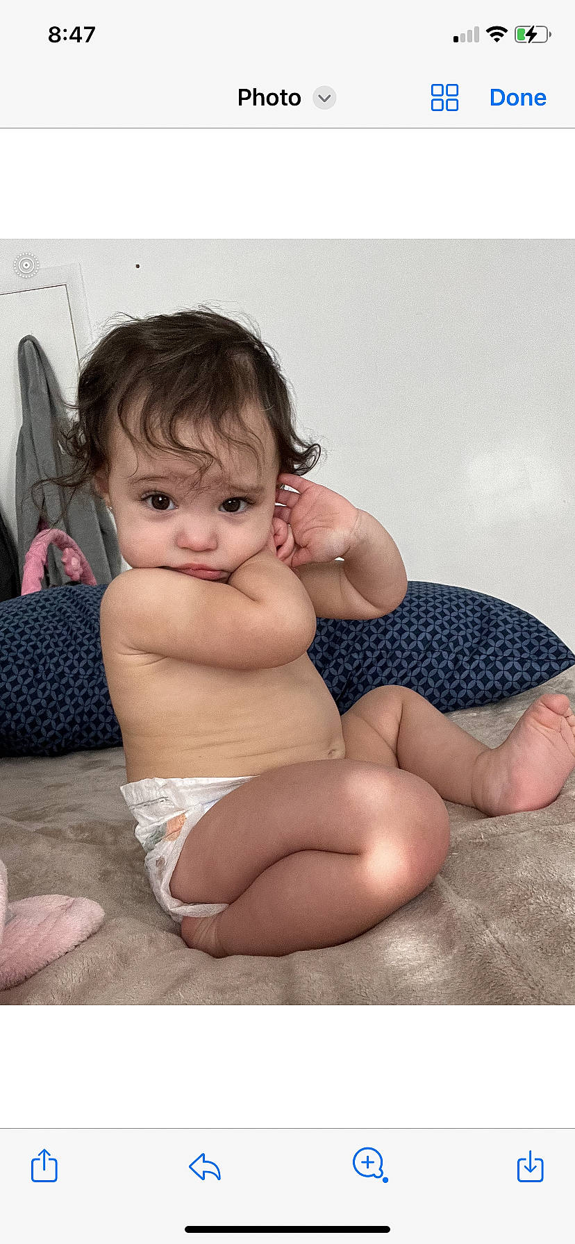 Ariella is registered to the contest to win money with this photo: abdomen, baby, baby_toddler_clothing, black_hair, cheek, chest, comfort, face, flash_photography, happy, head, human_body, iris, knee, mouth, person, skin, stomach, thigh, toddler