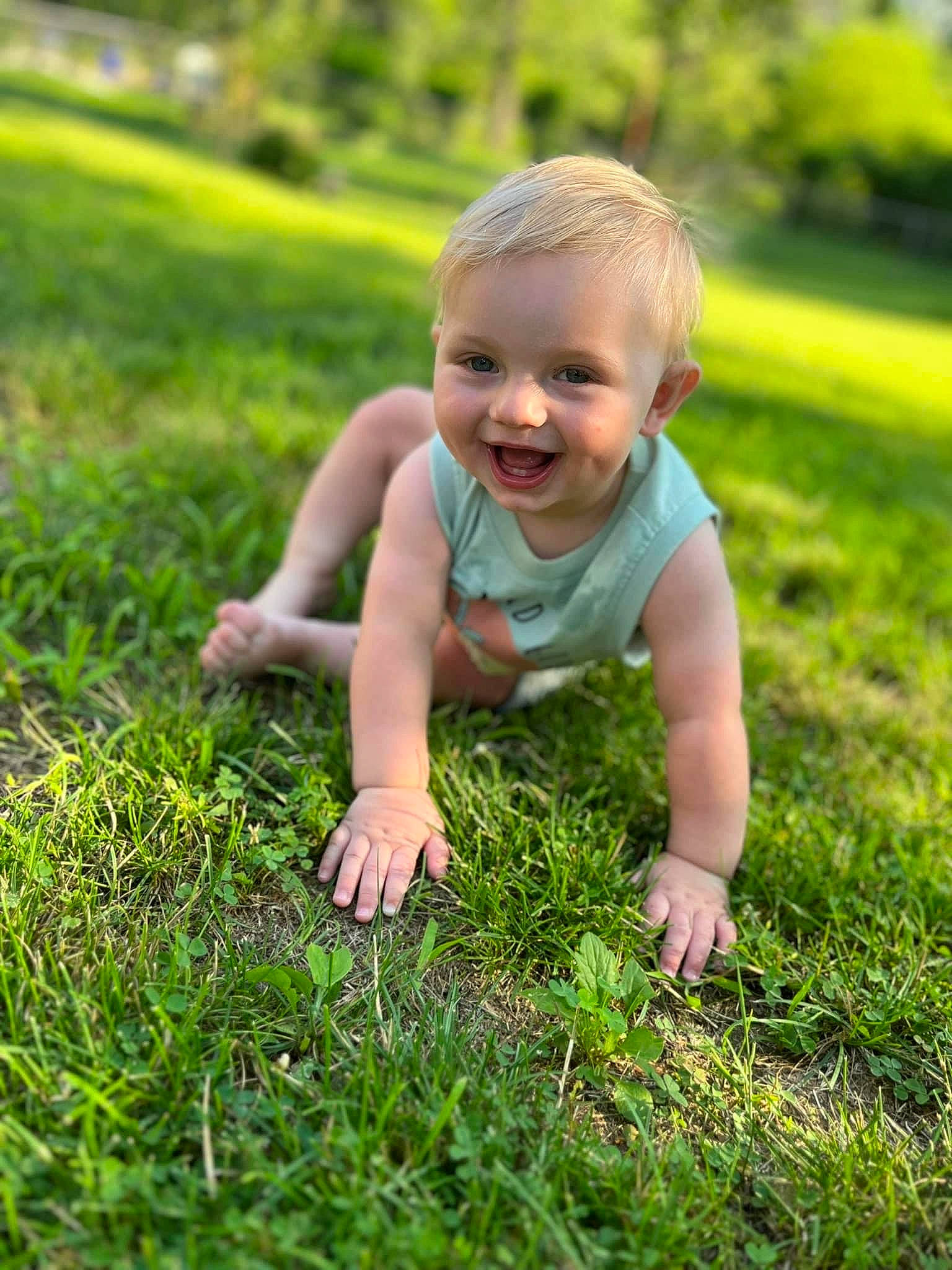 Ryder joined the competition — help win amazing prizes! baby, baby_toddler_clothing, flash_photography, fun, grass, grassland, green, groundcover, happy, joy, landscape, lawn, leaf, meadow, people_in_nature, person, plant, skin, smile, sunlight