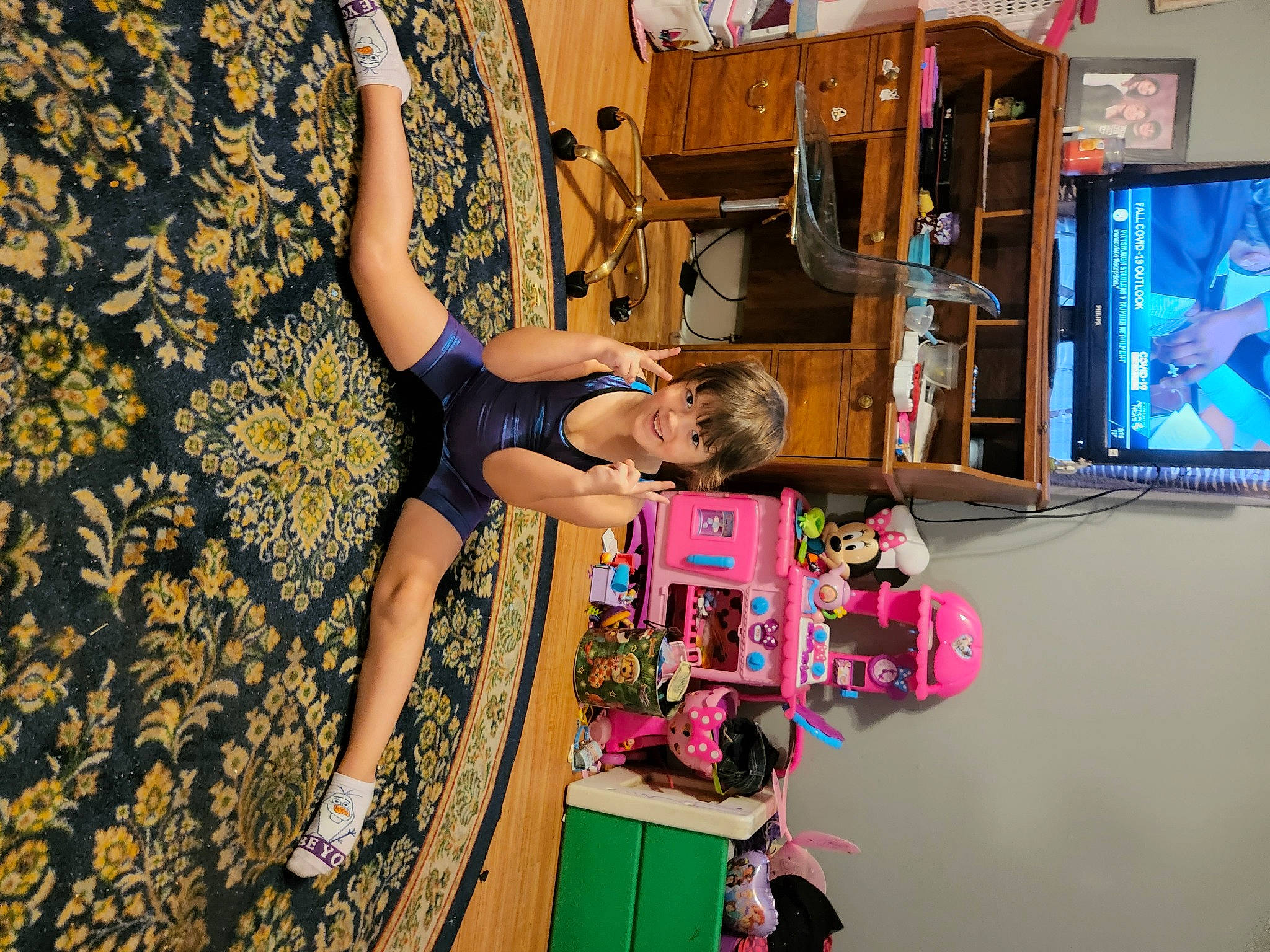 Victoria joined the competition — help win amazing prizes! art, display_device, fashion_design, flat_panel_display, flooring, fun, human_leg, joy, led_backlit_lcd_display, leisure, machine, person, recreation, room, shelf, shelving, television, television_set, thigh, tree