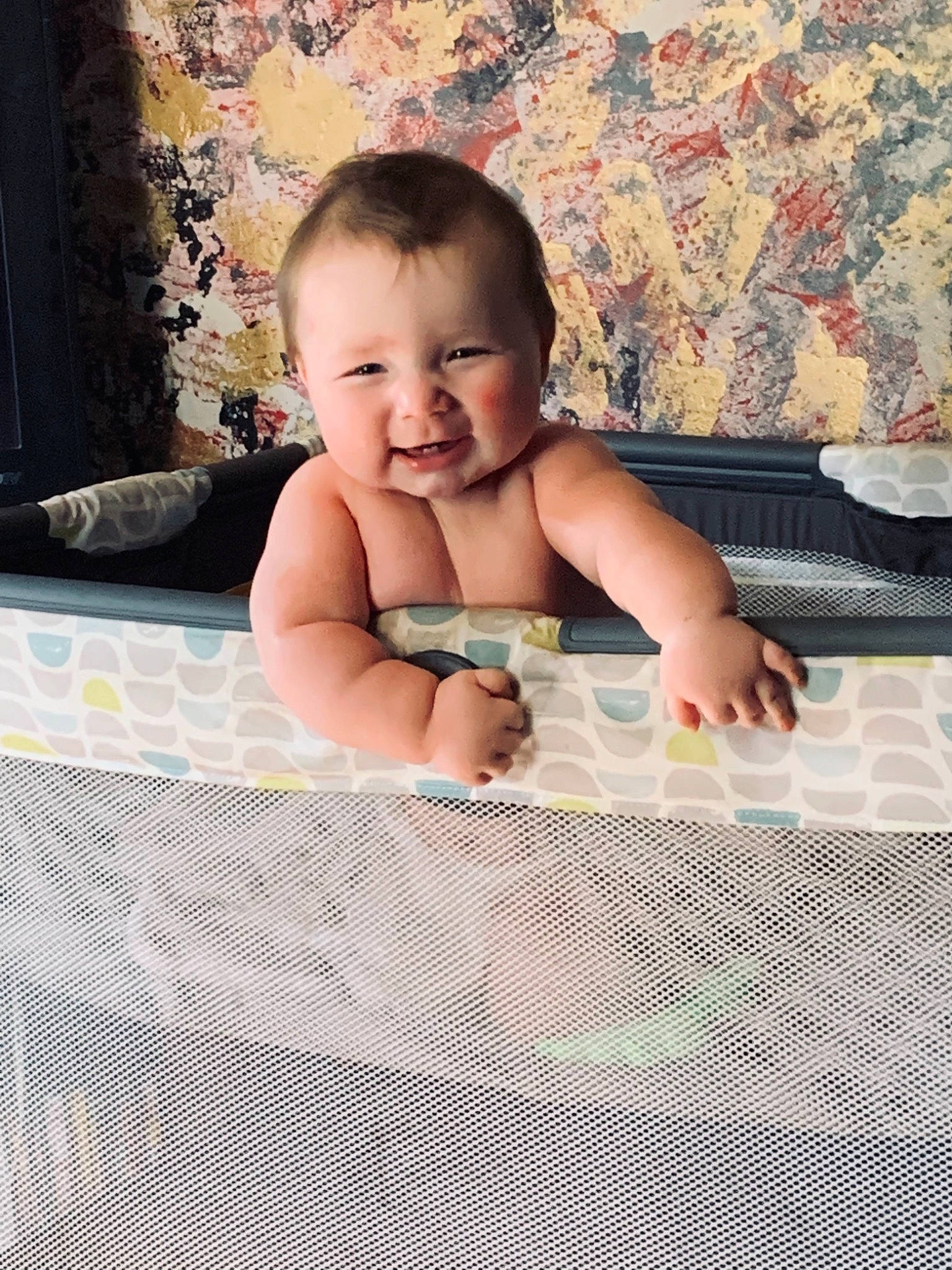 Elijah joined the competition — help win amazing prizes! baby, baby_toddler_clothing, child, comfort, eye, face, flooring, fun, grass, happy, head, linens, pattern, person, room, sitting, skin, smile, textile, toddler