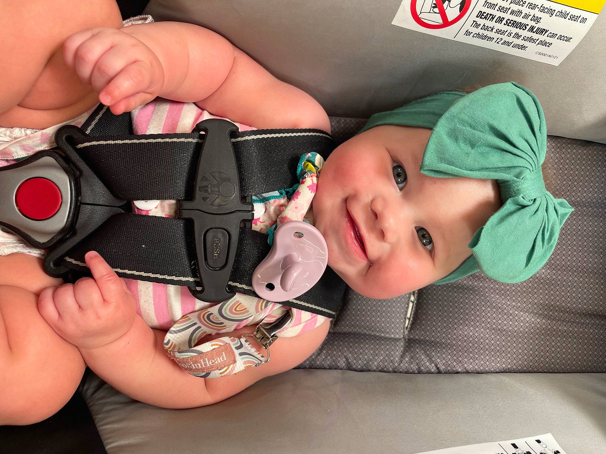 Weslynn is registered to the contest to win money with this photo: baby, baby_products, baby_toddler_clothing, baseball_cap, cap, car_seat, child, eyelash, eyewear, fashion_accessory, finger, gesture, hand, happy, hat, headwear, joy, nail, person, strap