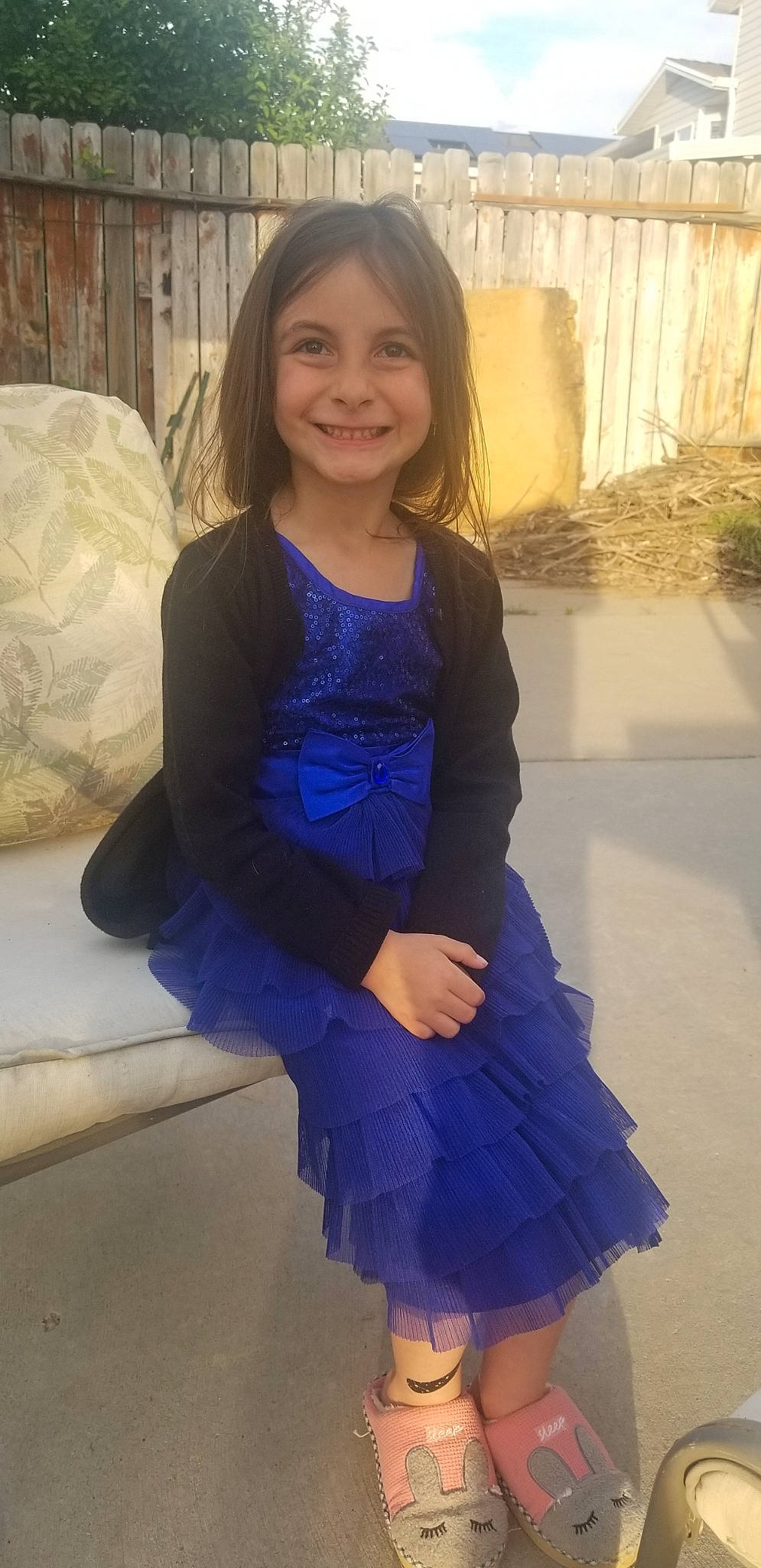 Alyvia joined the competition — help win amazing prizes! day_dress, dress, electric_blue, eye, face, hair, happy, human_body, iris, joy, knee, long_hair, person, purple, skin, sleeve, smile, standing, thigh, toddler