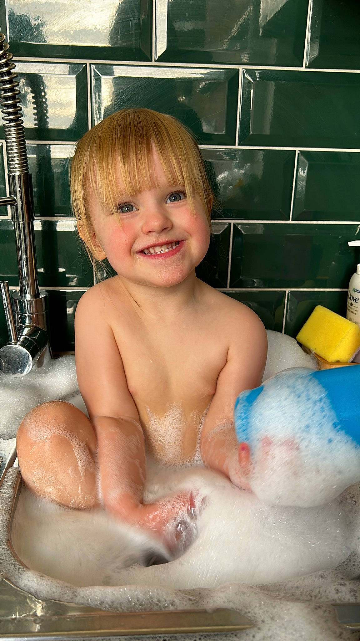 Alma joined the competition — help win amazing prizes! baby, baby_bathing, bathing, bathroom, bathtub, cheek, chest, child, face, fluid, foam, fun, happy, joy, leisure, muscle, person, personal_care, skin, smile