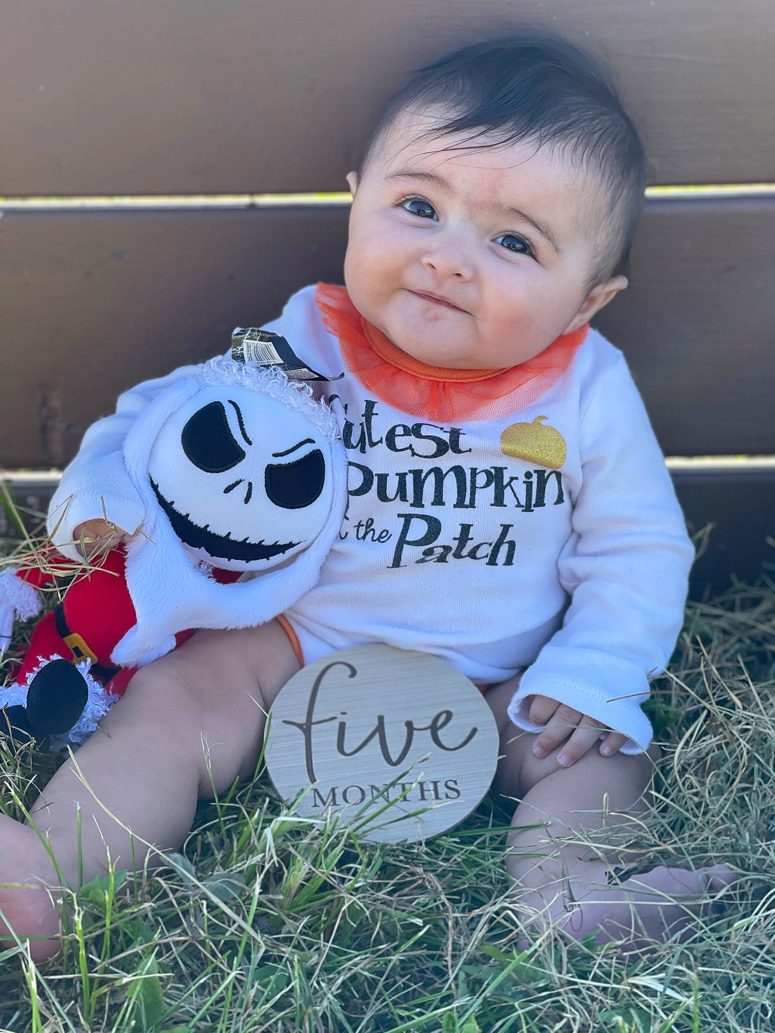 Sophairia is registered to the contest to win money with this photo: baby, baby_toddler_clothing, ball, child, finger, football, fun, glove, grass, happy, person, personal_protective_equipment, play, player, sitting, smile, soccer_ball, t_shirt, toddler, toy