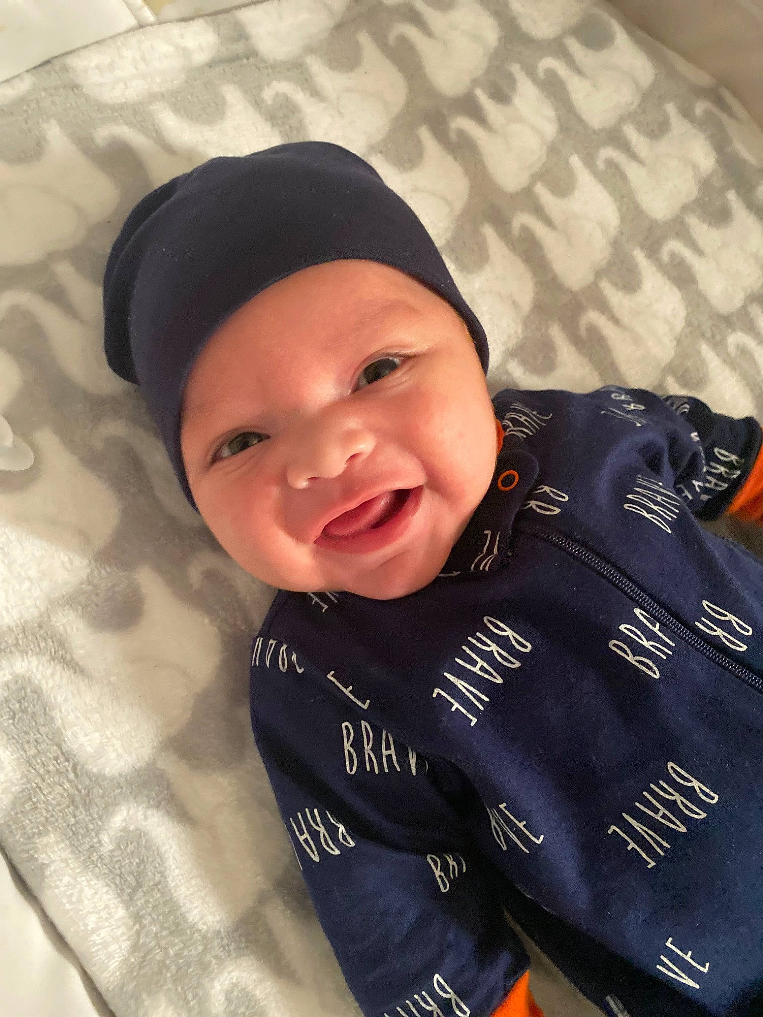 Kayce joined the competition — help win amazing prizes! baby, baby_laughing, cap, carmine, cheek, child, chin, comfort, cool, electric_blue, facial_expression, fun, happy, head, headwear, magenta, outerwear, person, personal_protective_equipment, sleeve