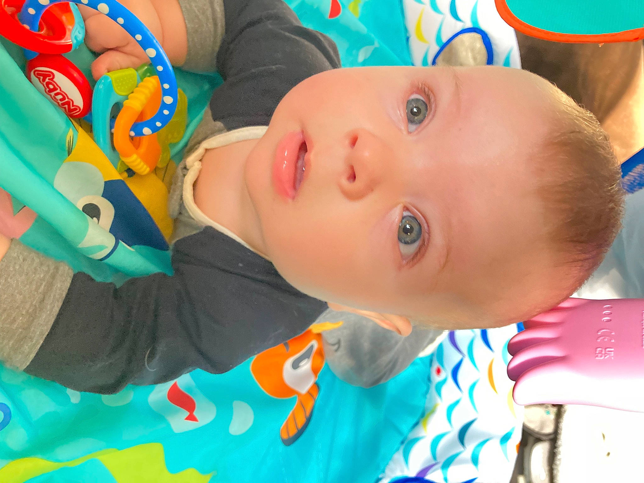Kamden is registered to the contest to win money with this photo: baby, baby_products, baby_toddler_clothing, baby_toys, blue, cheek, child, fun, happy, leisure, nose, party, person, play, recreation, room, skin, smile, toddler, vacation