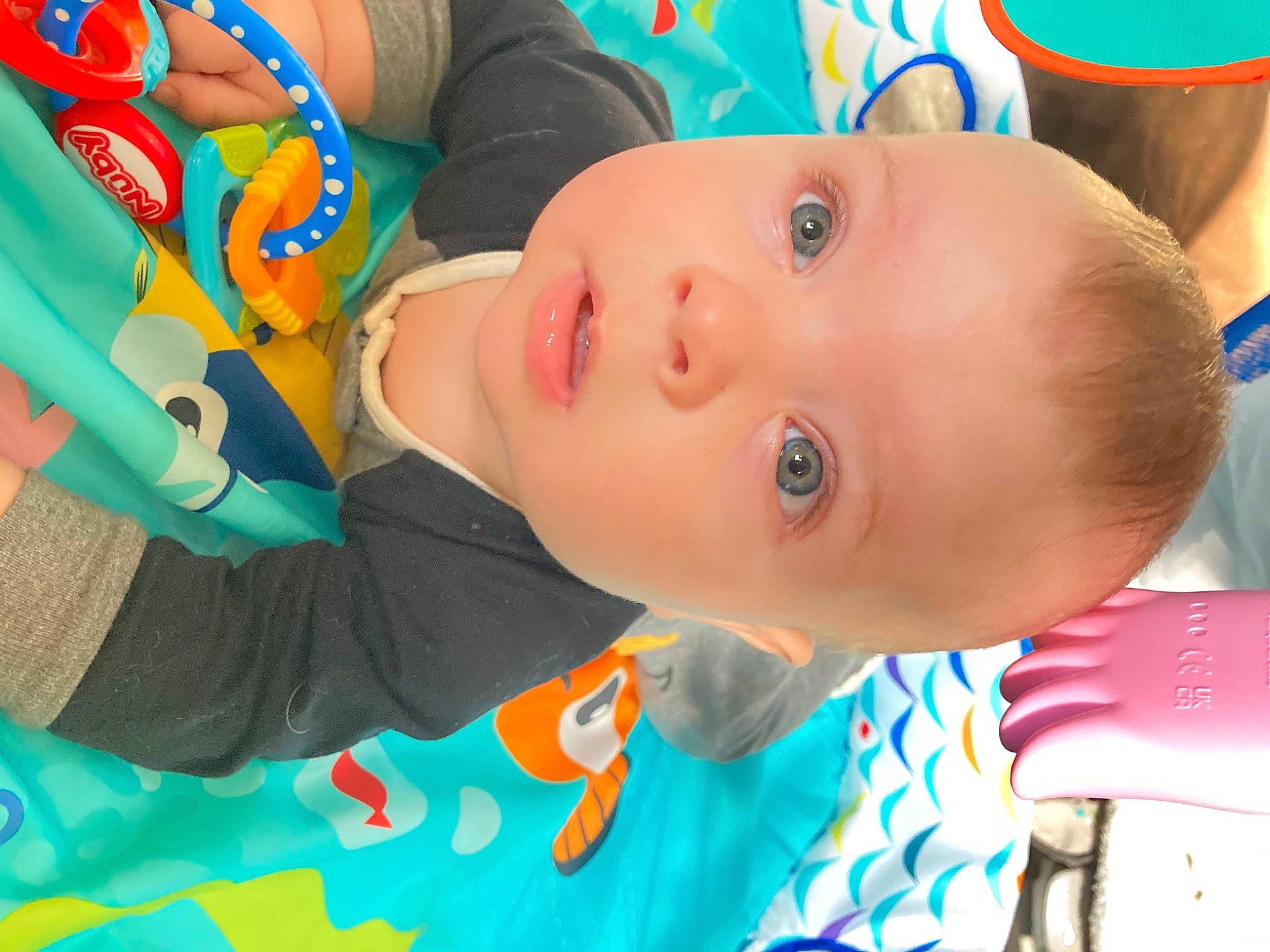 Kamden is registered to the contest to win money with this photo: baby, baby_products, baby_toddler_clothing, baby_toys, blue, cheek, child, fun, happy, leisure, nose, party, person, play, recreation, room, skin, smile, toddler, vacation