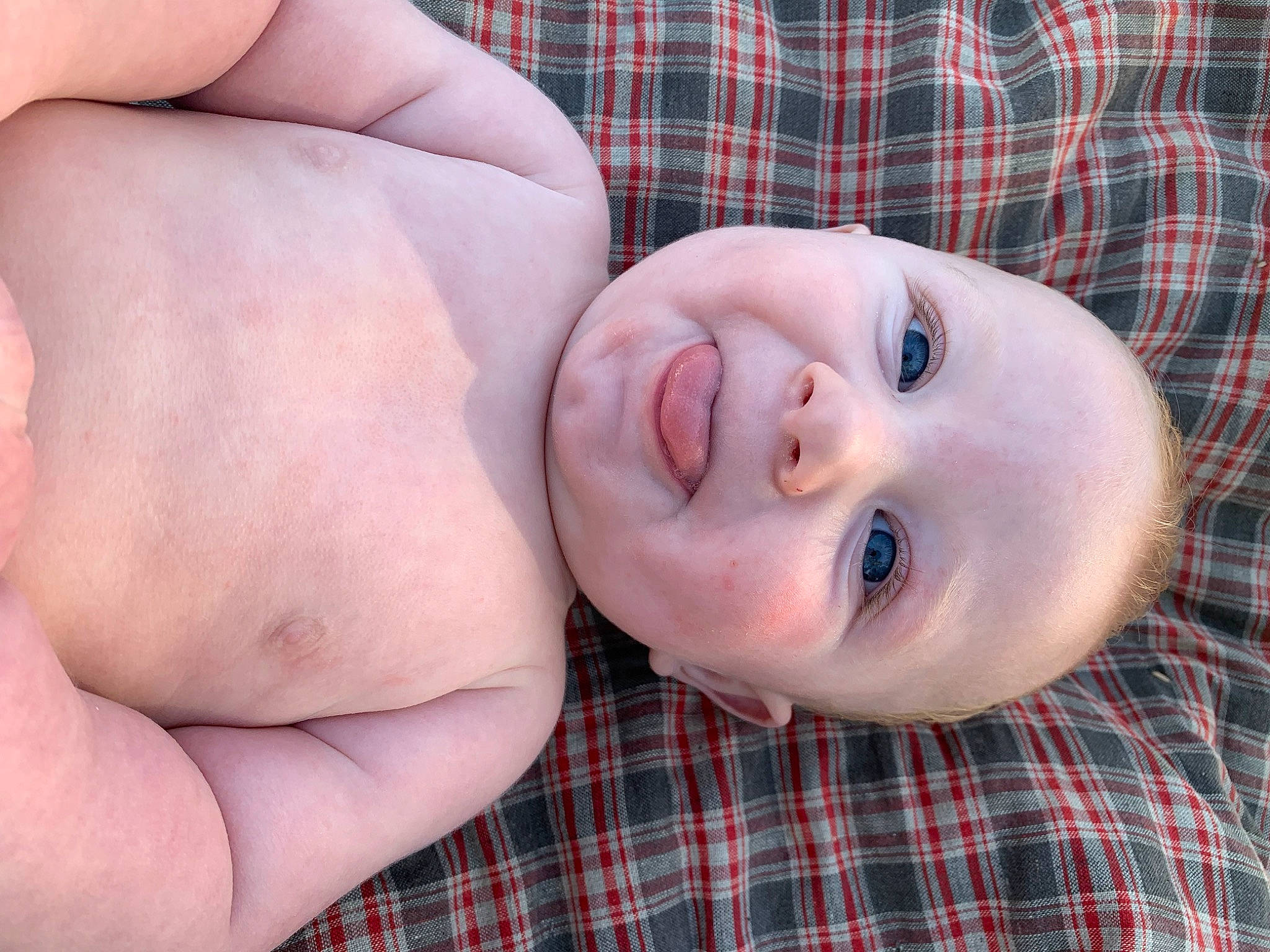 Brantlee joined the competition — help win amazing prizes! baby, cheek, chin, comfort, eye, eyebrow, face, gesture, happy, head, iris, lip, mouth, neck, nose, person, plaid, skin, smile, tartan