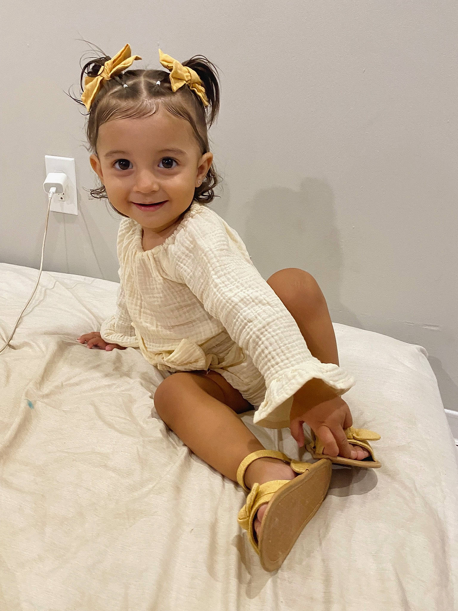 Aleah joined the competition — help win amazing prizes! baby_toddler_clothing, bridal_accessory, child, dress, embellishment, eyelash, fashion_design, flash_photography, formal_wear, happy, headpiece, human_leg, jewellery, joy, neck, person, shoulder, skin, sleeve, smile