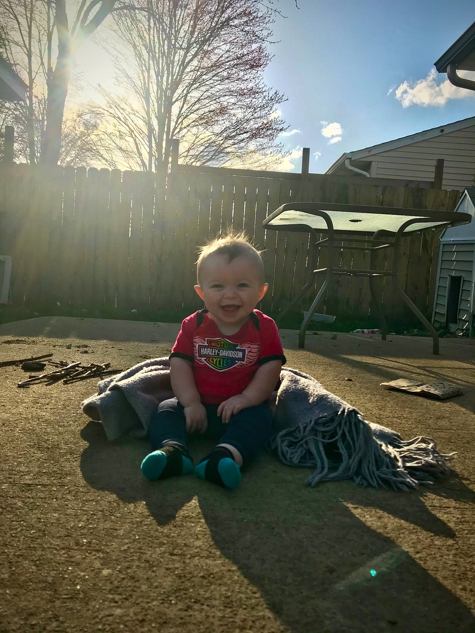 Carolina joined the competition — help win amazing prizes! asphalt, baby, baby_toddler_clothing, flash_photography, fun, grass, happy, human, joy, leaf, leisure, lighting, morning, people_in_nature, person, shade, sky, smile, standing, sunlight