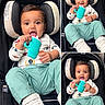 Ali joined the competition — help win amazing prizes! baby, child, infant, smiling, sitting, car_seat, collage, portrait, indoors, sippy_cup, turquoise_cup, white_shoes, sneakers, mint_pants, long_sleeves, happy, face, carriage, close_up, photography