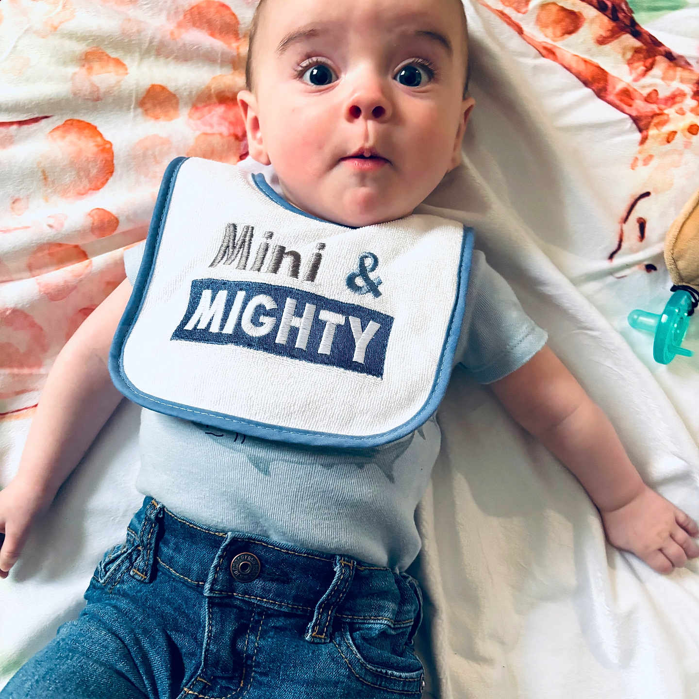 Cason Briar joined the competition — help win amazing prizes! baby, bed, bedroom, bib, clothing, couch, cushion, face, furniture, head, homedecor, indoors, jeans, newborn, pants, person, photography, portrait, room, t_shirt