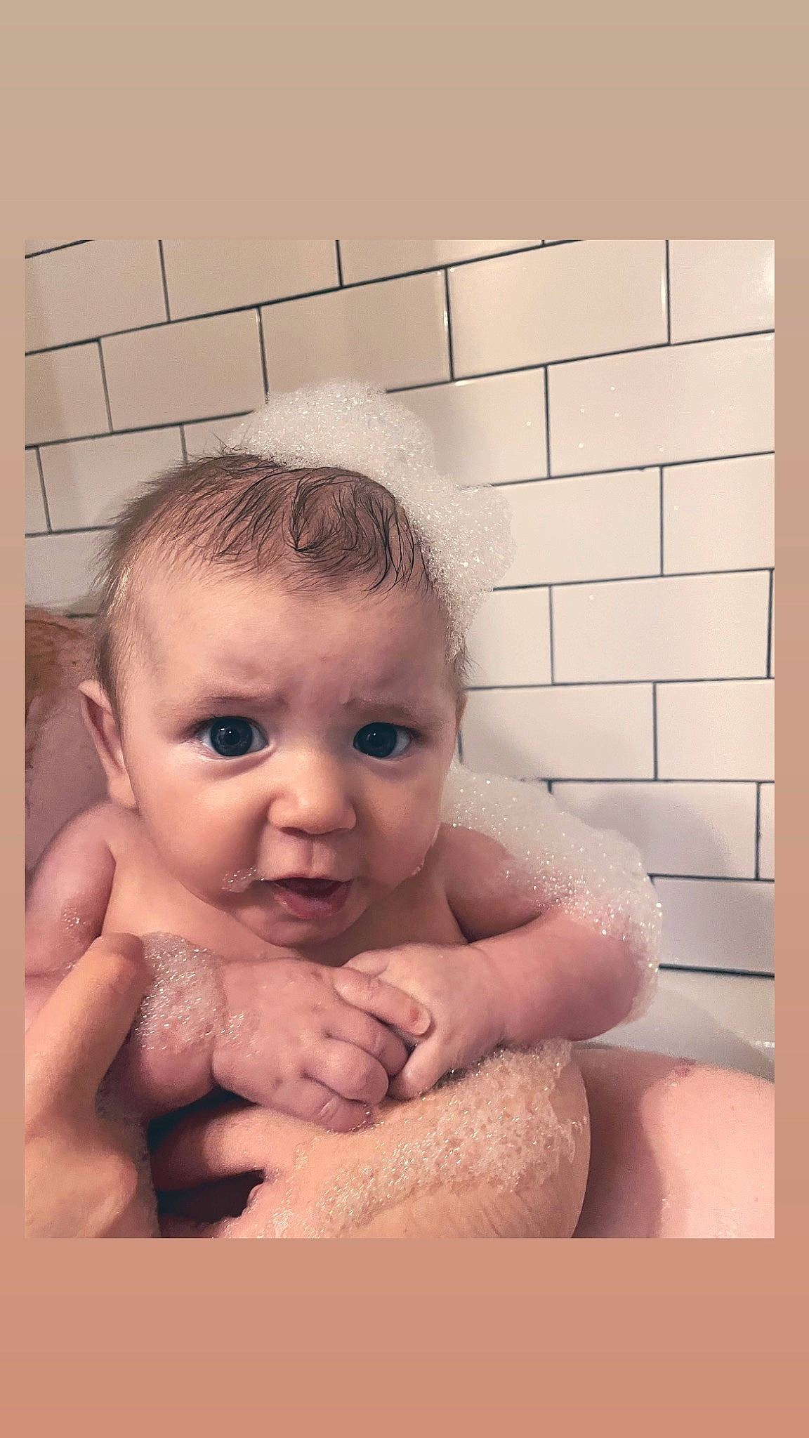 Brixton joined the competition — help win amazing prizes! baby, baby_bathing, bathing, bathroom, bathtub, cheek, chest, child, eyelash, gesture, happy, human_body, iris, lip, nose, person, plumbing, skin, stomach, thumb