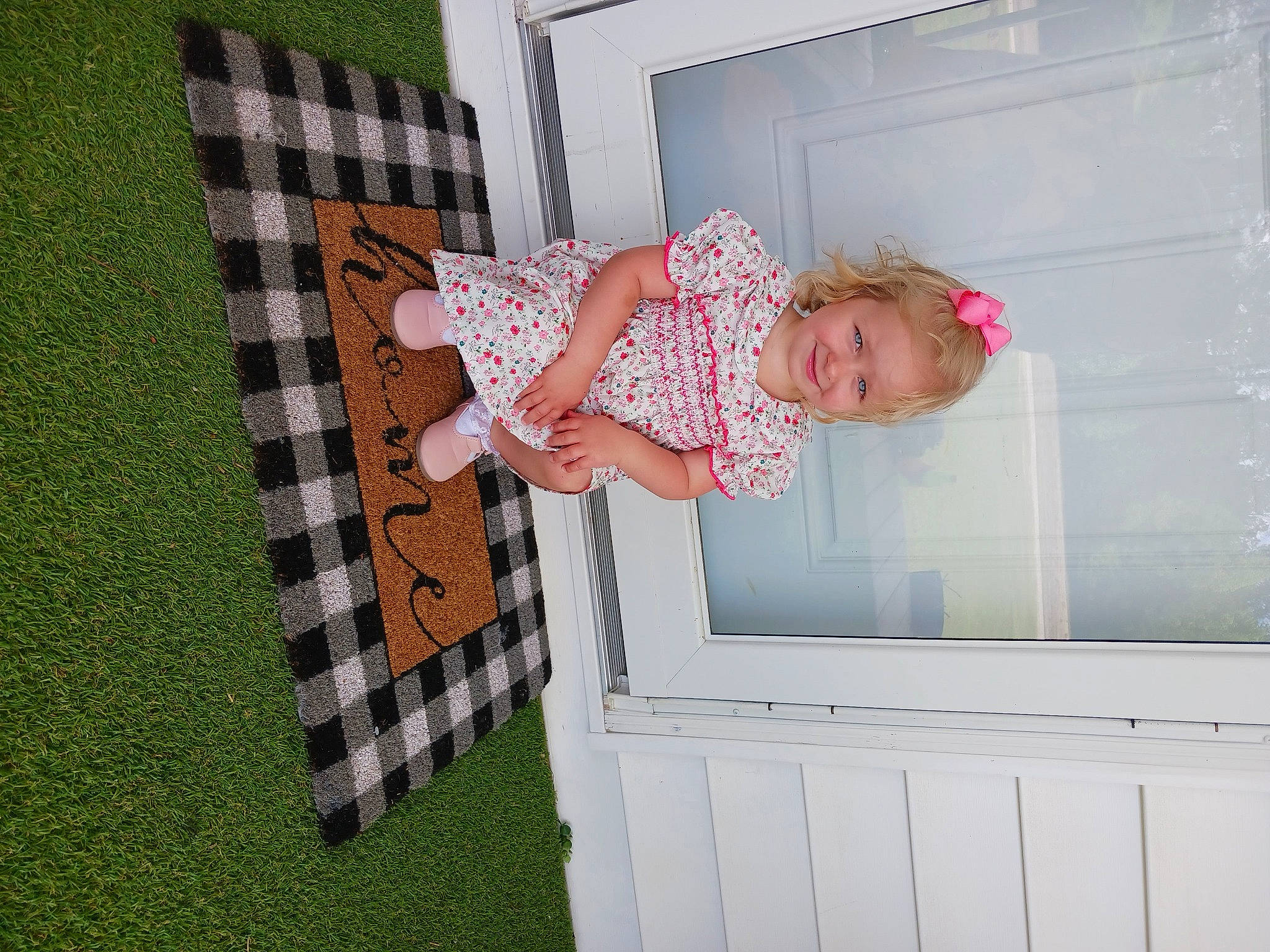 Matilda joined the competition — help win amazing prizes! baby, baby_products, baby_safety, baby_toddler_clothing, bed, child, comfort, fun, grass, joy, linens, magenta, pattern, person, pink, rectangle, room, toddler, wood