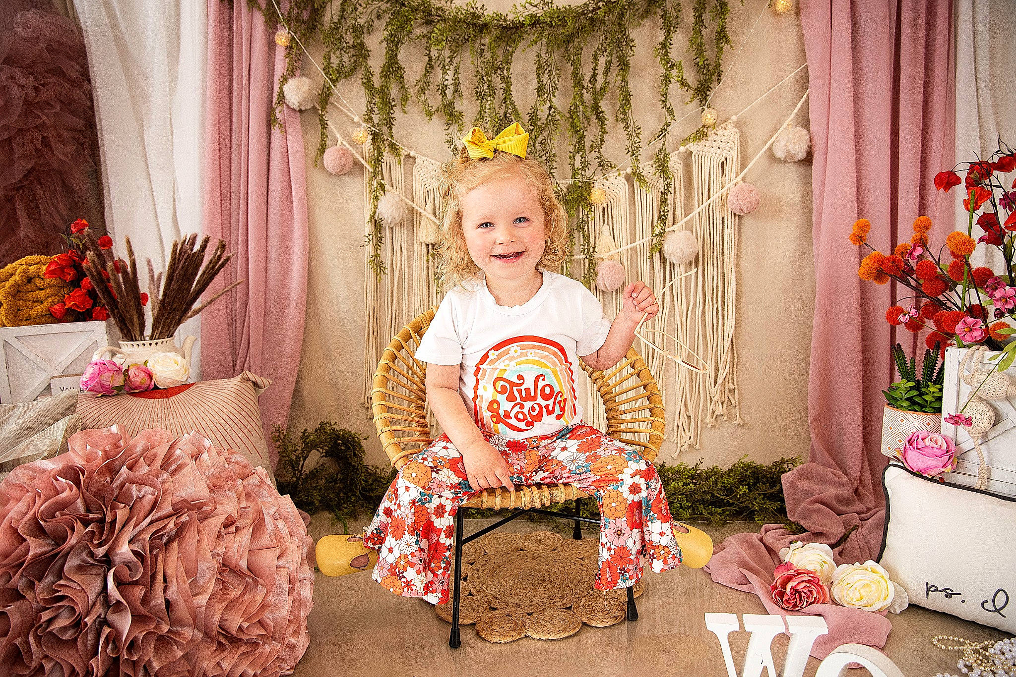 Matilda joined the competition — help win amazing prizes! chair, child, curtain, decoration, event, floral_design, flower, flower_arranging, happy, house, interior_design, joy, magenta, orange, peach, person, pink, plant, red, room